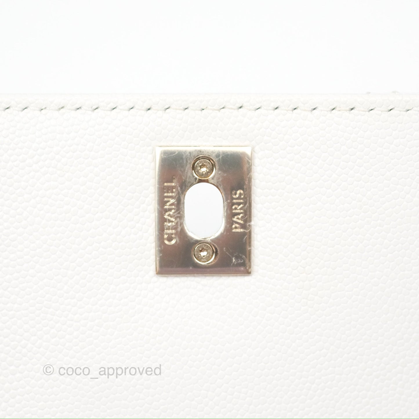Chanel Extra Mini Quilted Coco Handle White Caviar Gold Hardware