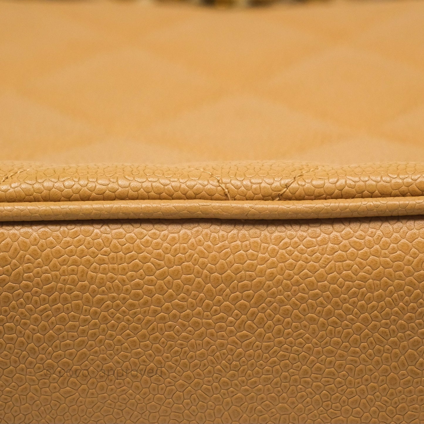 Chanel Vintage CC Quilted Tote Dark Beige Caviar 24K Gold Hardware