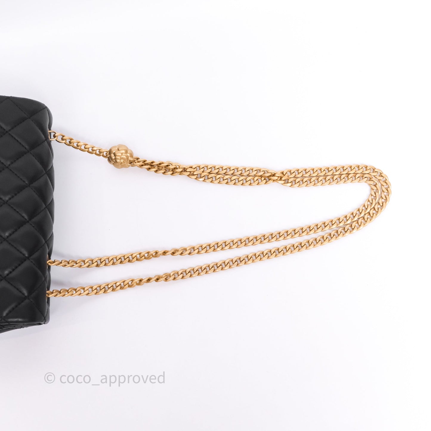 Chanel Mini Rectangular Flap with Camellia Adjustable Chain Black Lambskin Aged Gold Hardware