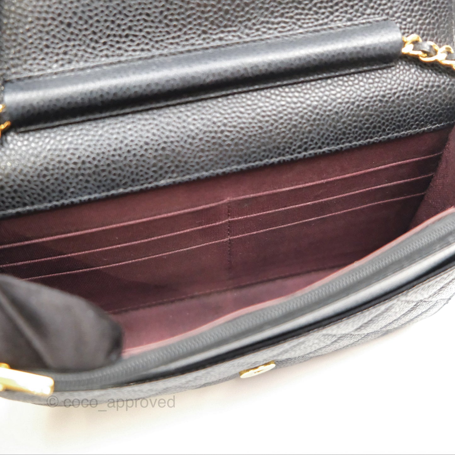Chanel Classic Quilted Wallet On Chain WOC Black Caviar Gold Hardware