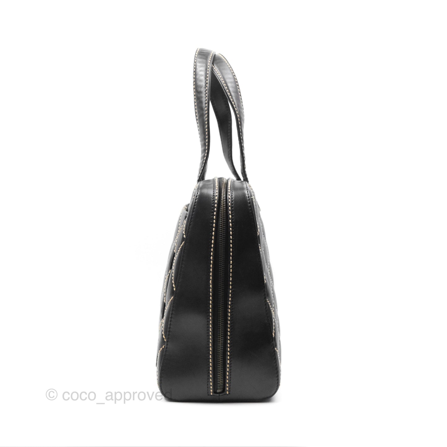 Chanel Vintage Wild Stitch Tote Bag Lambskin Black