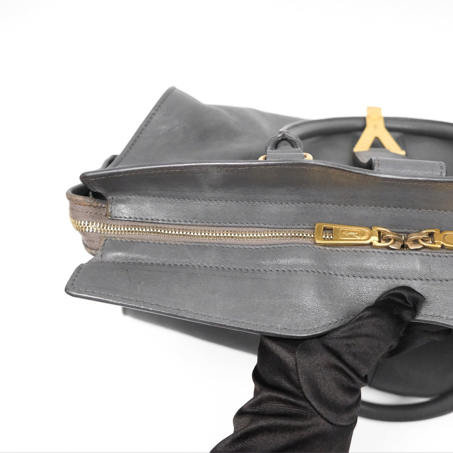 Saint Laurent Chyc Bag Dark Grey Calfskin Gold Hardware