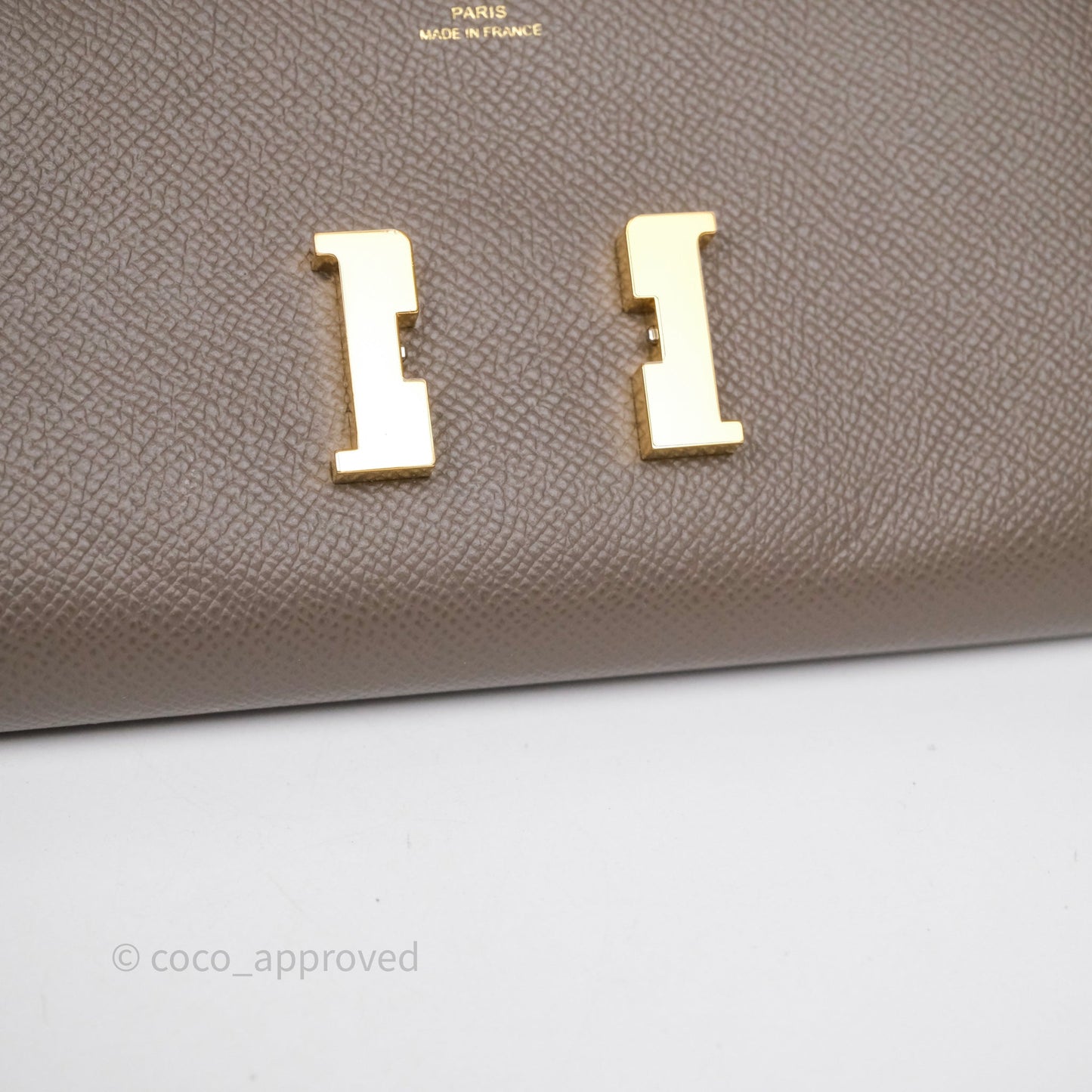 Hermès Constance To Go Wallet Gris Etain 8F Epsom Gold hardware