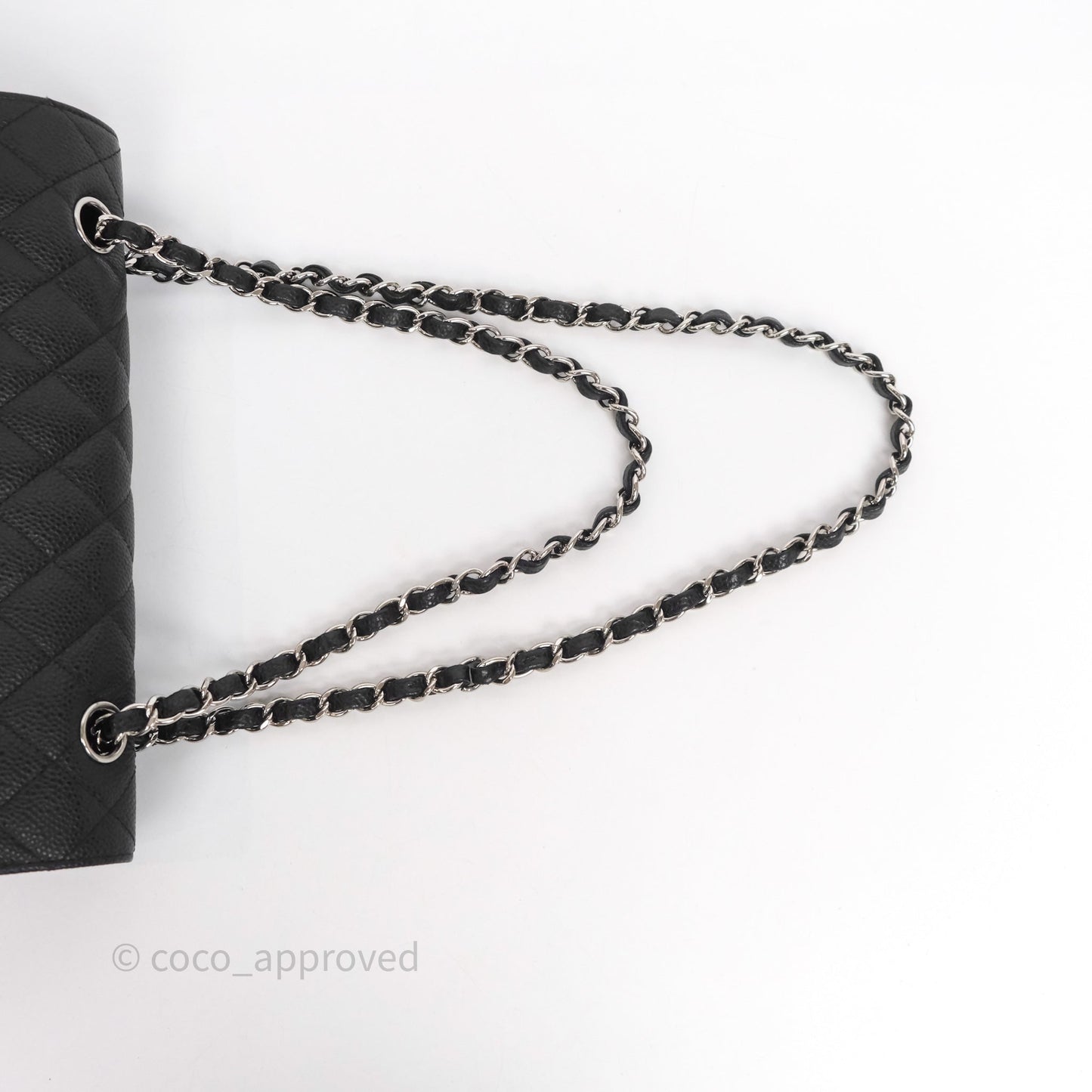 Chanel Classic M/L Medium Flap Quilted Black Caviar Silver Hardware