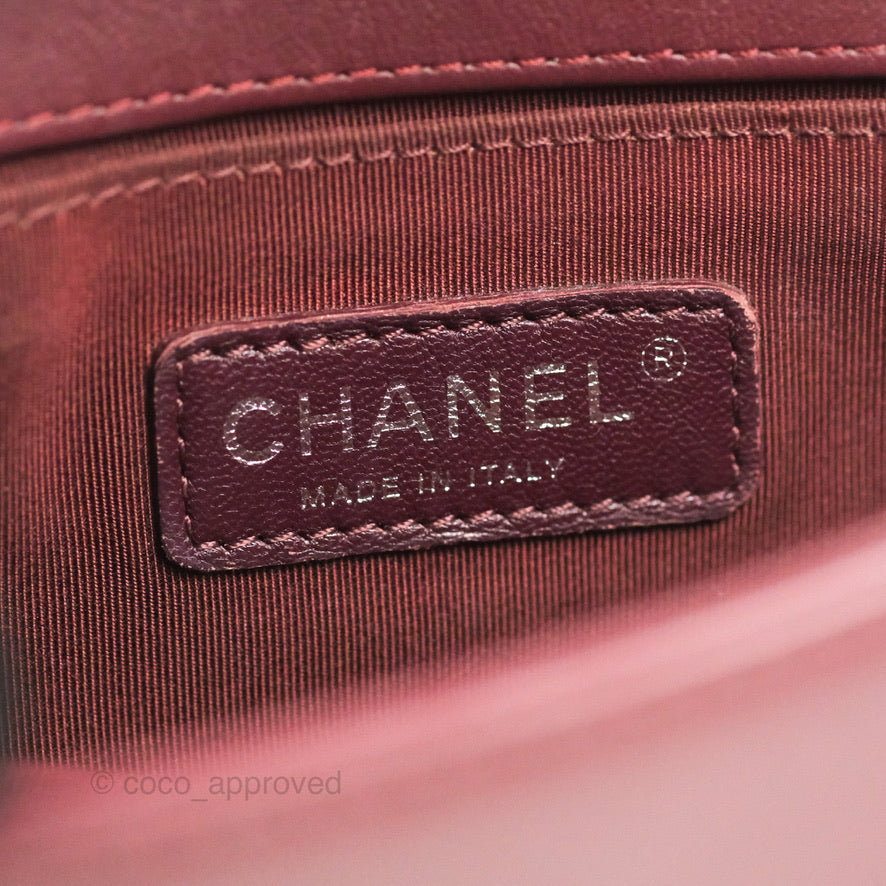 Chanel Small Boy Burgundy Velvet Ruthenium Hardware