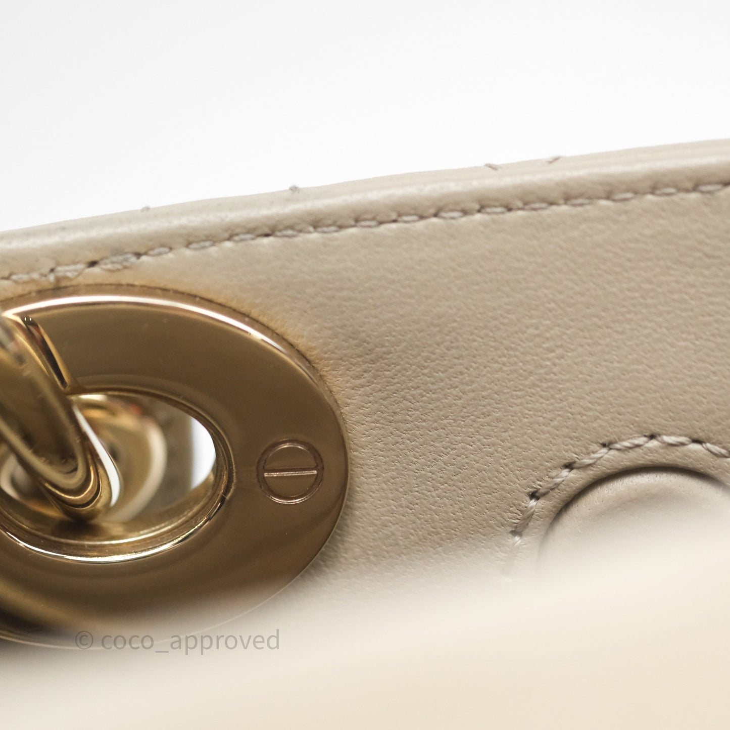 Dior Medium Lady D-Joy Bag Sand Lambskin Cannage Gold Hardware