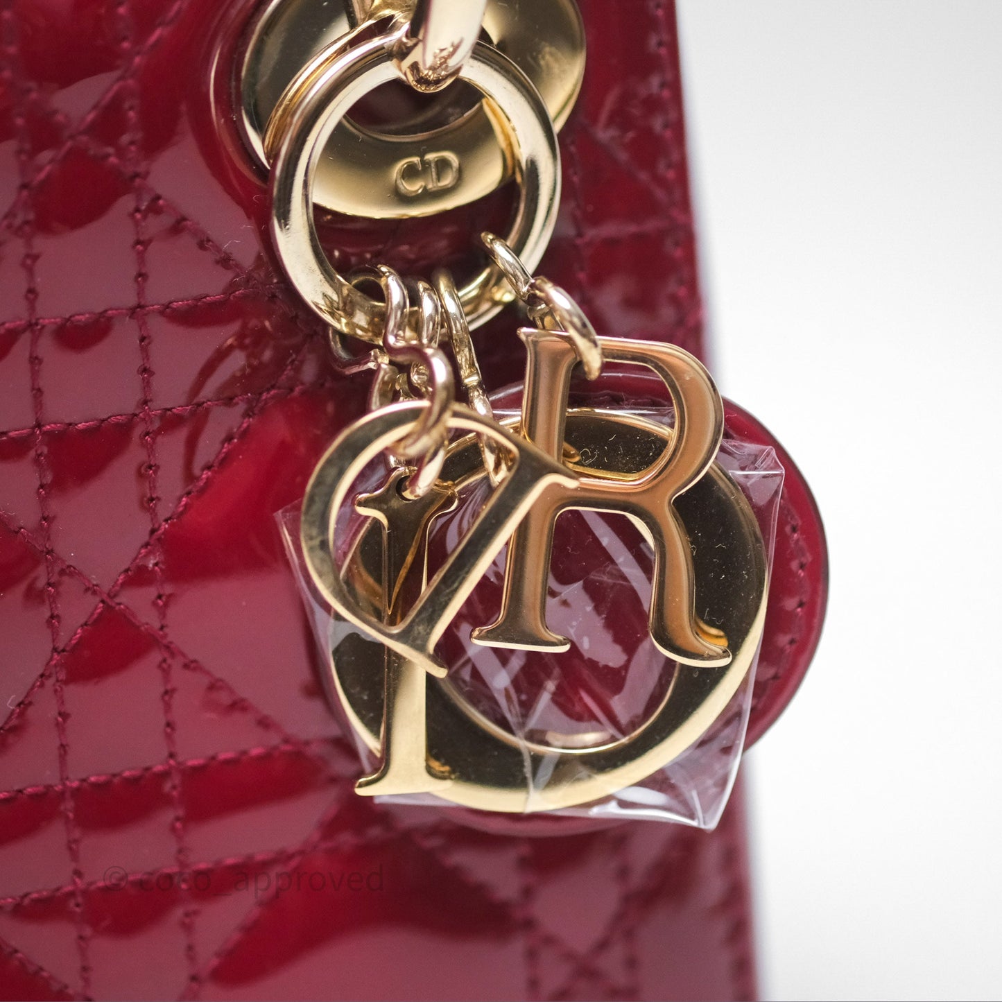 Christian Dior Mini Lady Dior Red Patent Cannage Gold Hardware