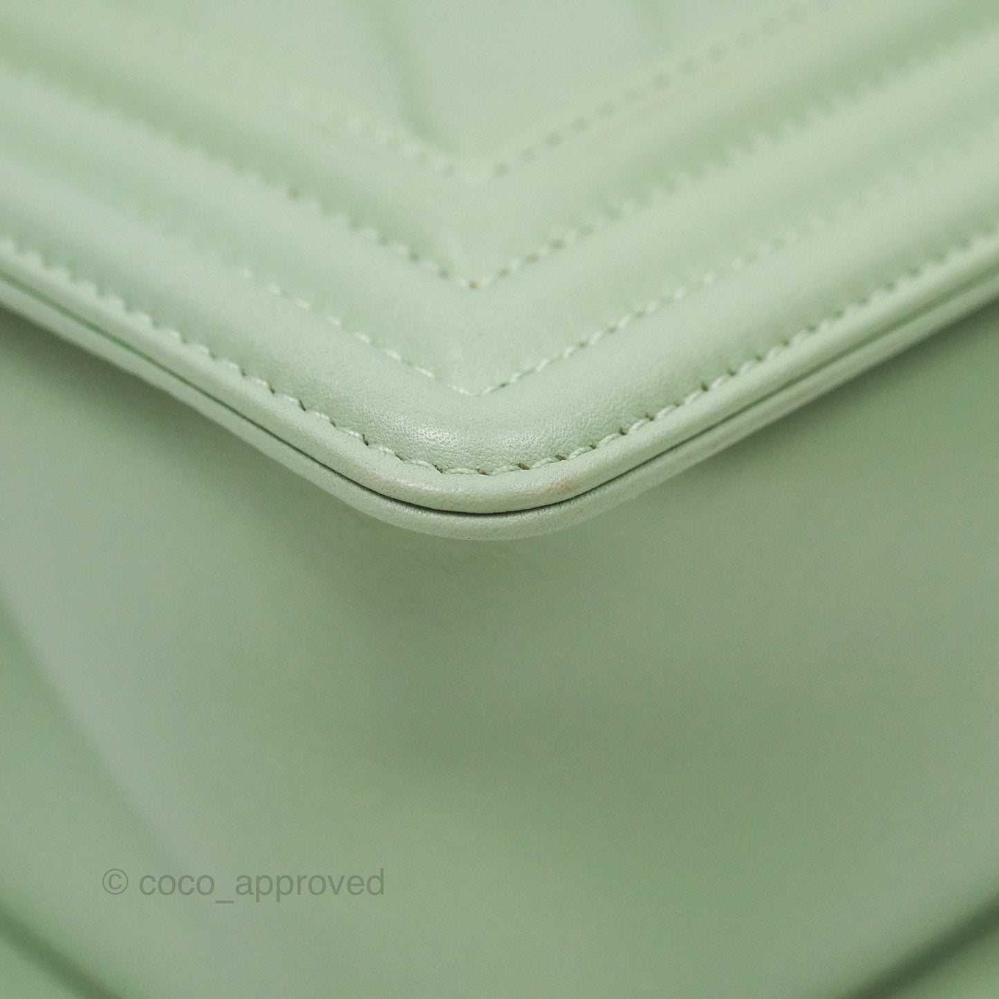 Chanel Medium Chevron Boy Mint Green Calfskin Silver Hardware