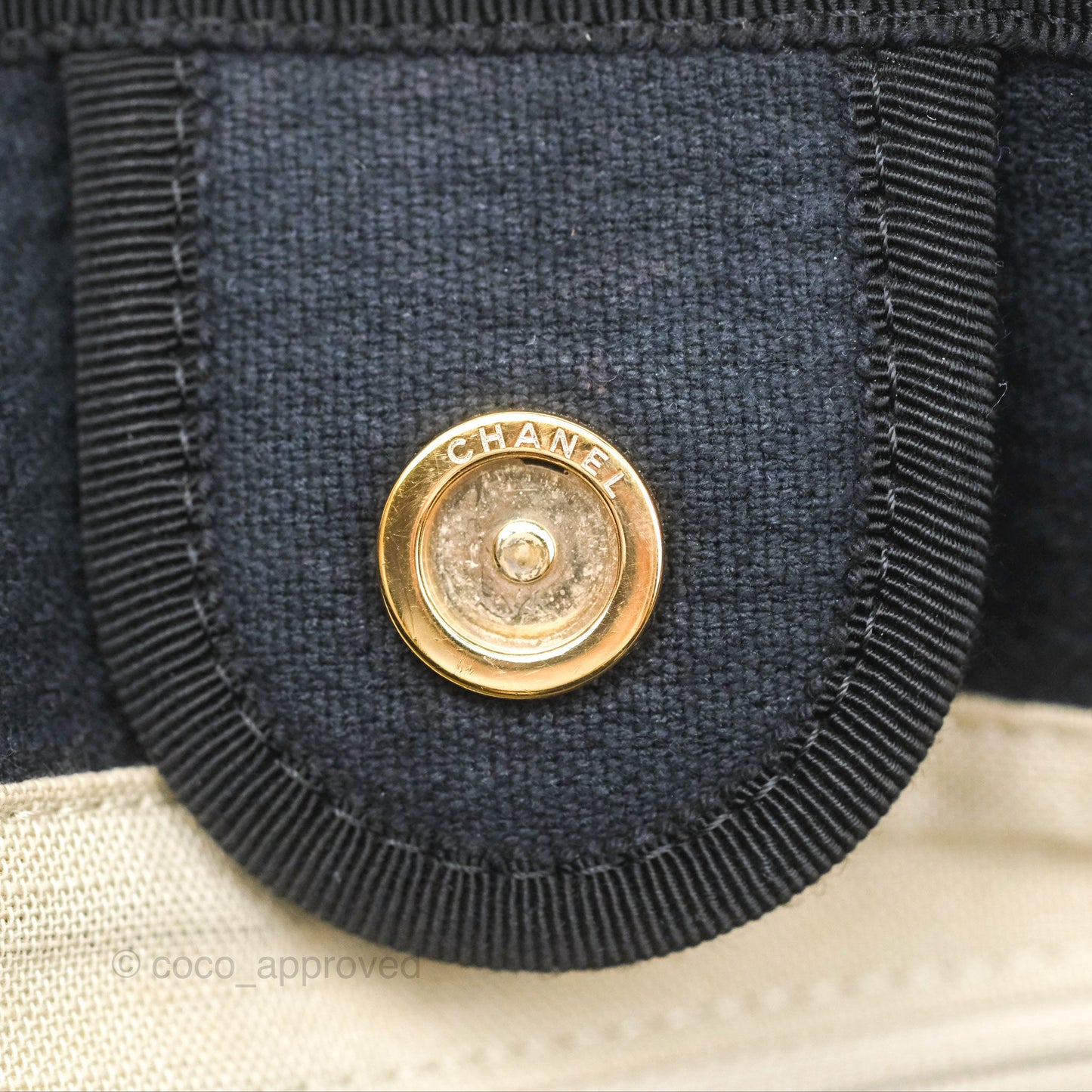 Chanel Medium Canvas Deauville Tote Navy Gold Hardware