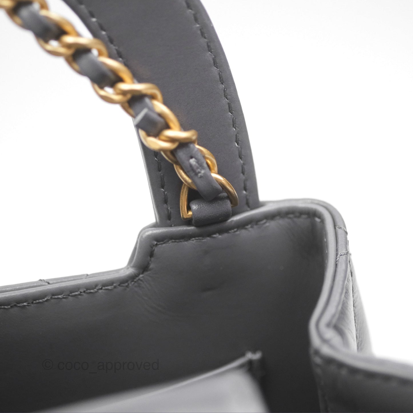 Chanel Kelly Bag Quilted Grey Shiny Calfskin Aged Gold Hardware