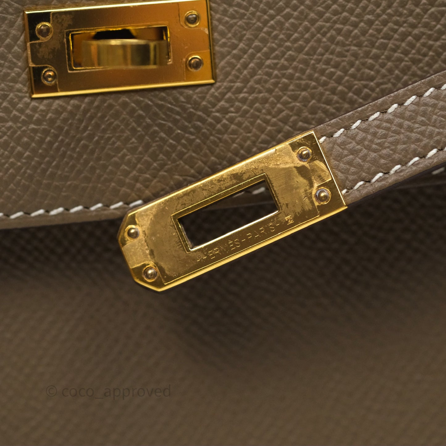 Hermès Kelly 25 Sellier Etoupe Epsom Gold Hardware