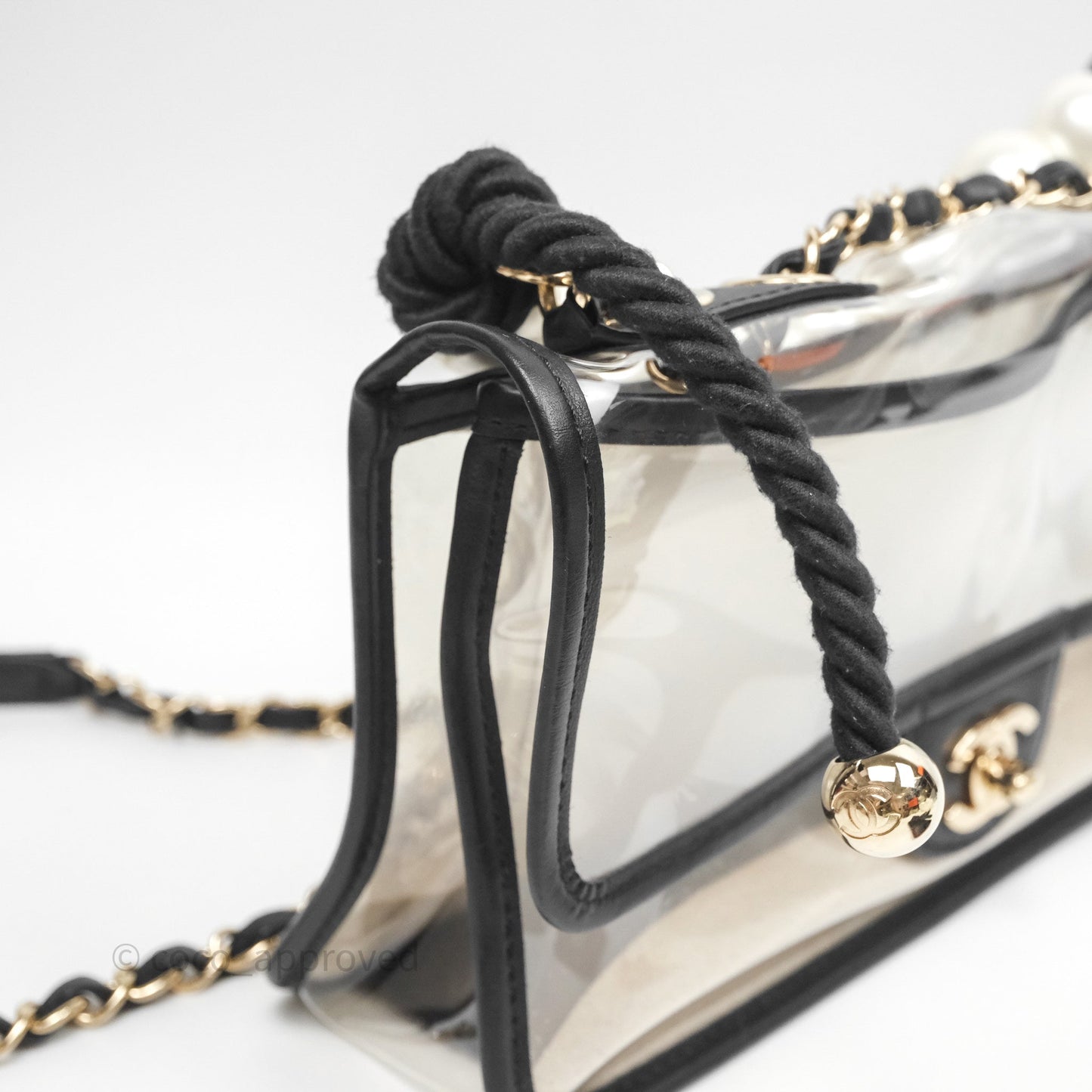 Chanel Medium Sand By The Sea PVC Flap Black Lambskin Gold Hardware