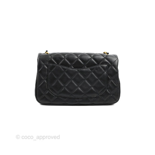 Chanel Mini Rectangular Pearl Crush Quilted Black Lambskin Gold Hardware