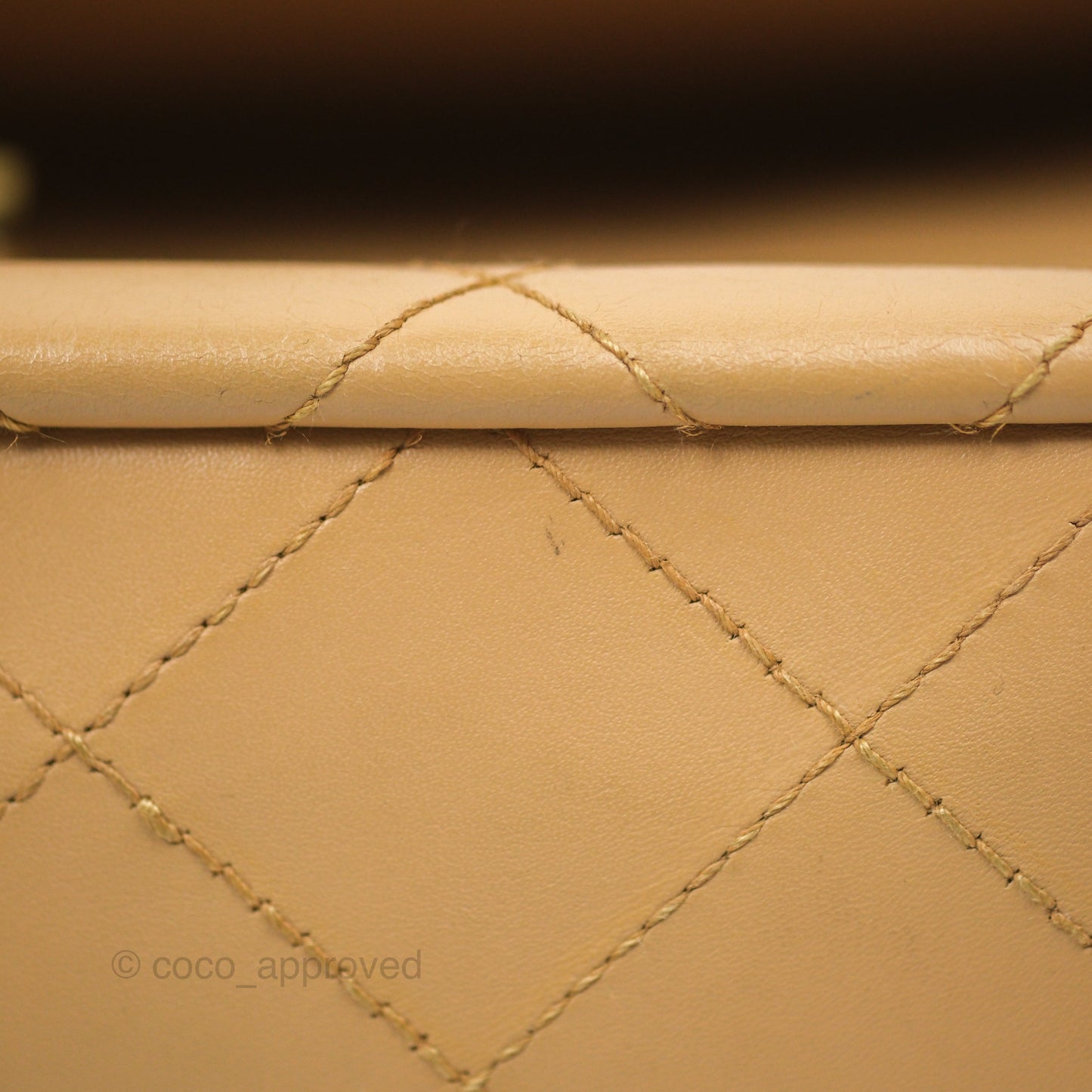 Chanel Vintage Jumbo Beige Flap Bag Lambskin Enamel Hardware