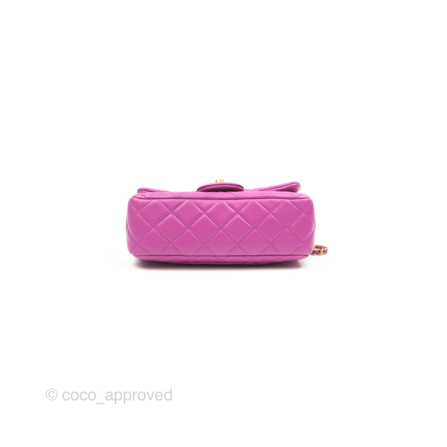 Chanel Mini Rectangular Pearl Crush Quilted Purple Lambskin Aged Gold Hardware