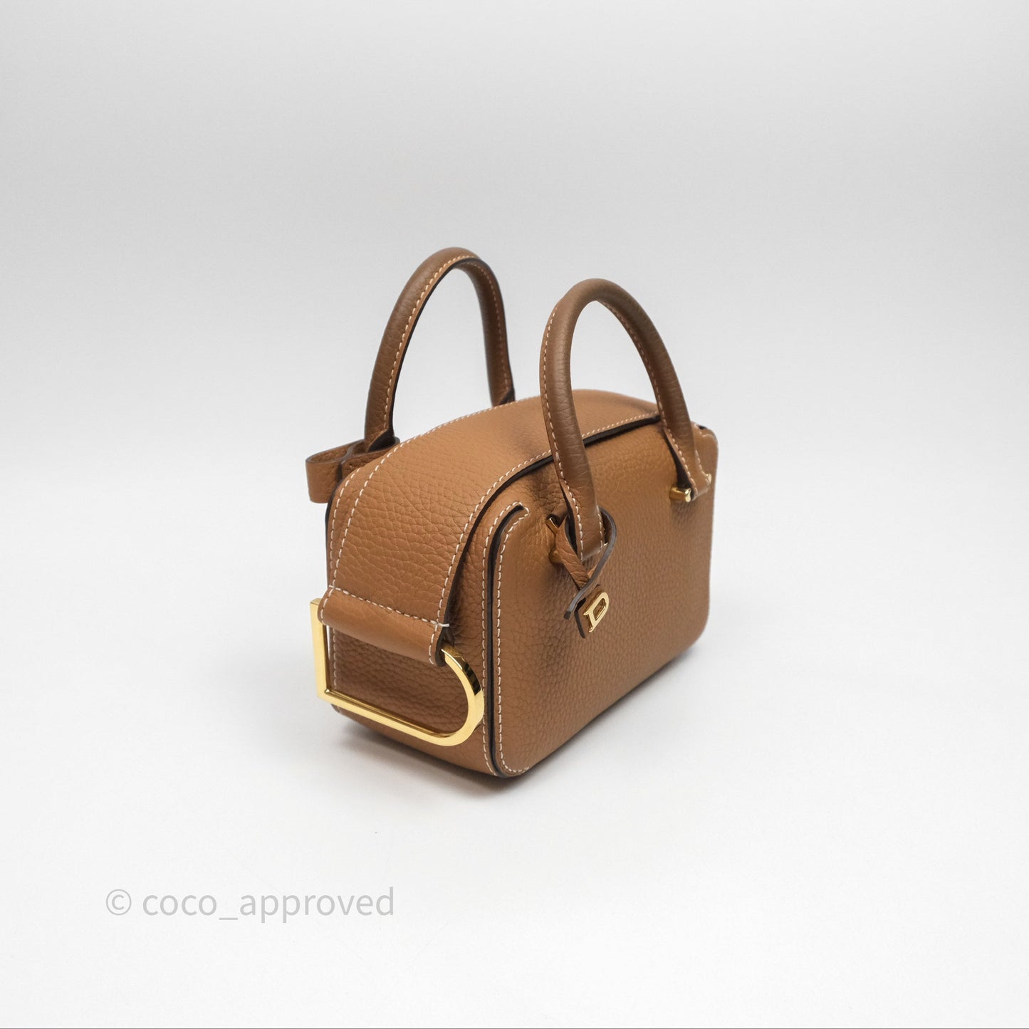Delvaux Cool Box Nano Taurillon Soft Grained Calfskin Vegetal Ivory Gold Hardware