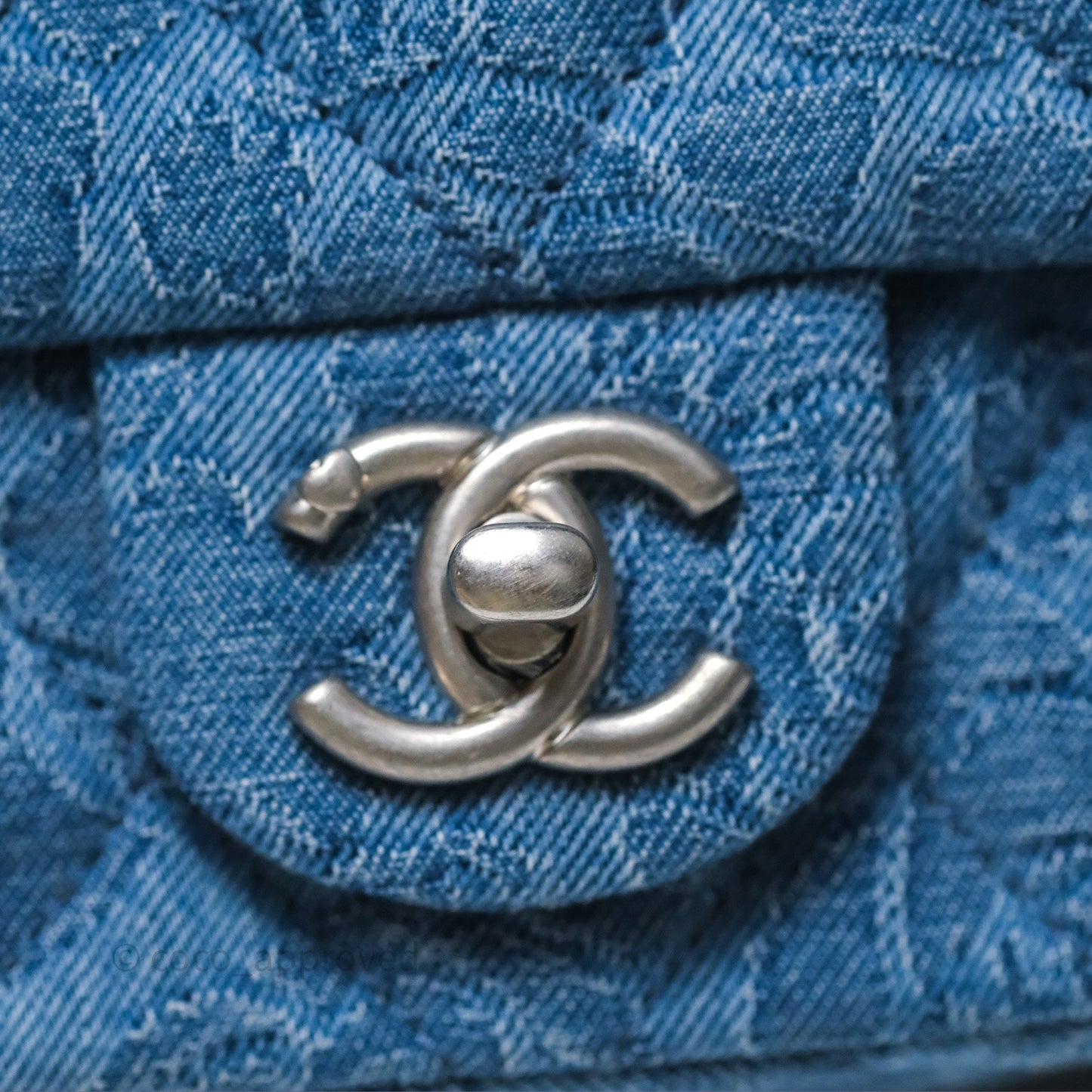 Chanel Mini Flap Bag Heart Adjustable Chain Camellia Denim Aged Gold Hardware