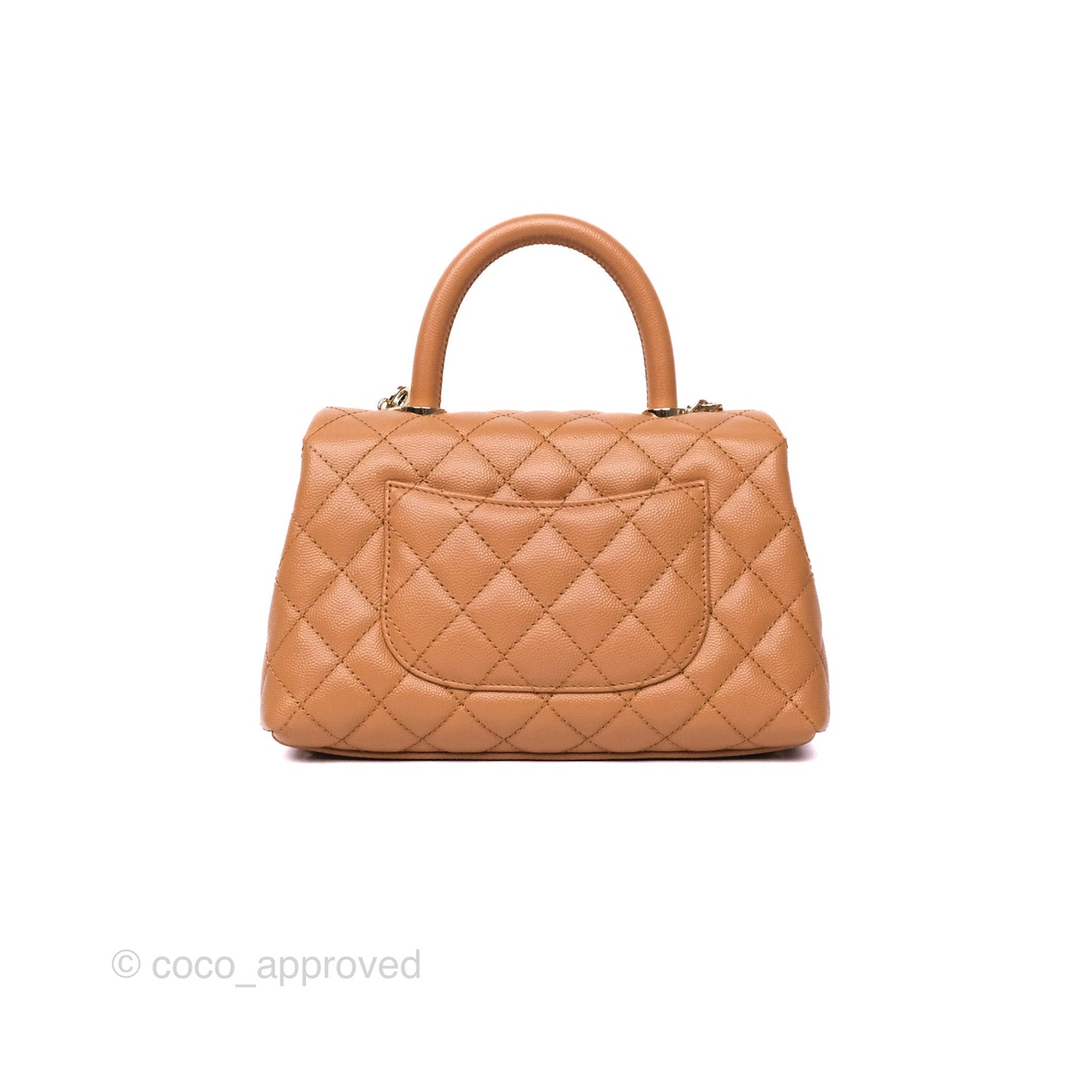Chanel Small Coco Handle Caramel Beige Caviar Gold Hardware