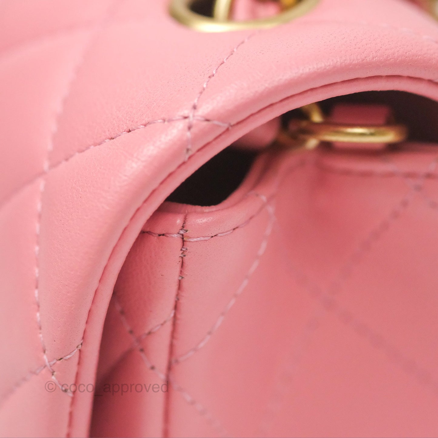 Chanel Quilted Mini Rectangular Pink Lambskin Gold Hardware
