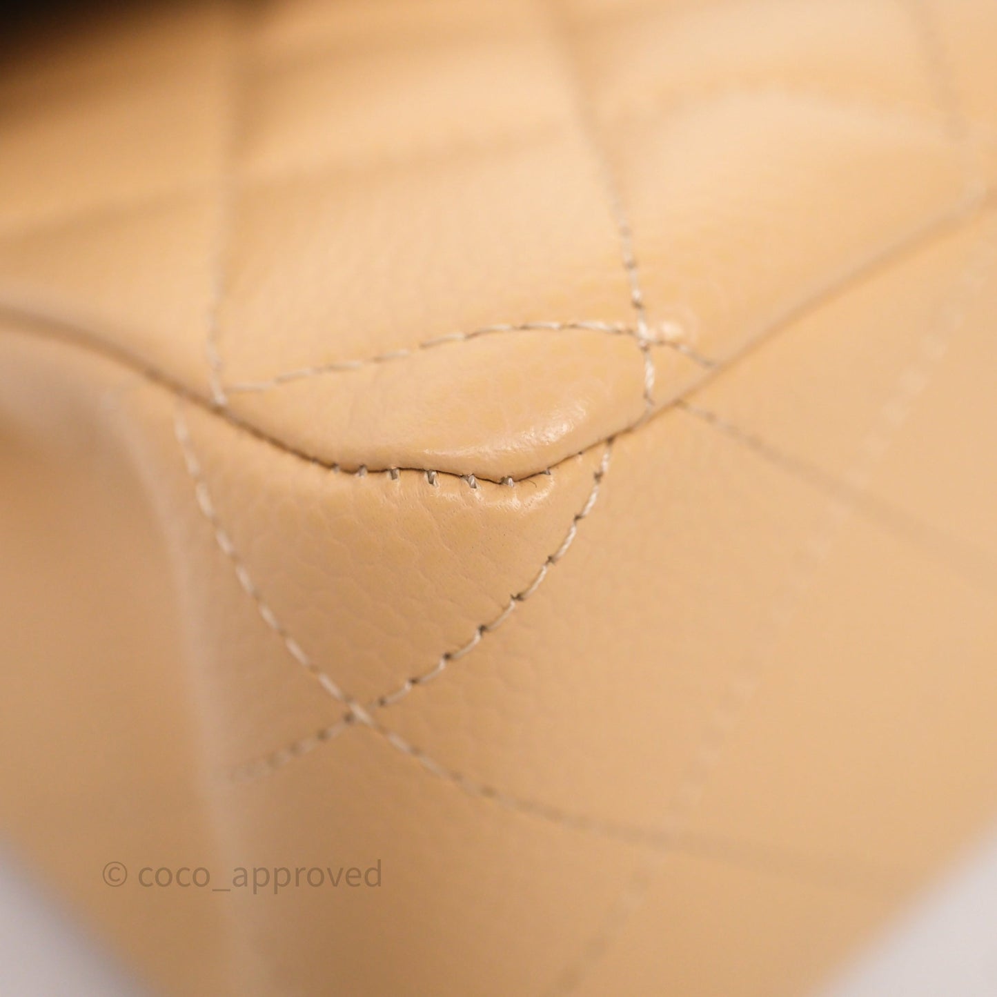 Chanel Classic M/L Medium Flap Quilted Beige Caviar Gold Hardware