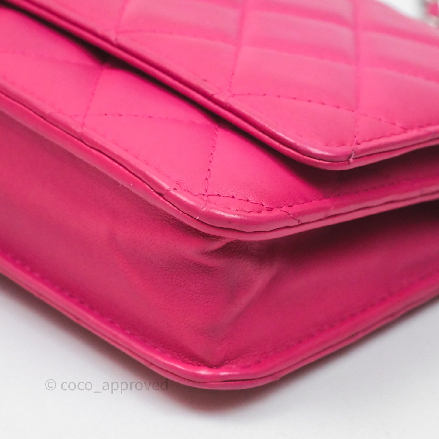 Chanel Quilted Wallet on Chain WOC Pink Lambskin Silver Hardware