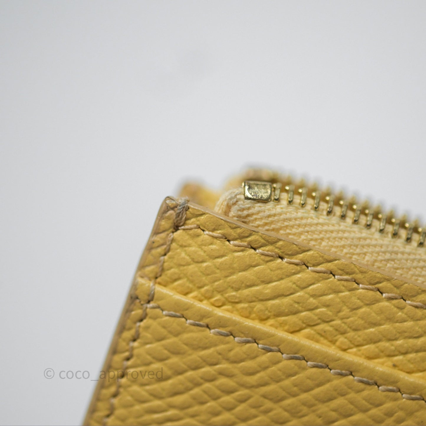 Celine Zipped Card Holder in Grained Calfskin Yellow