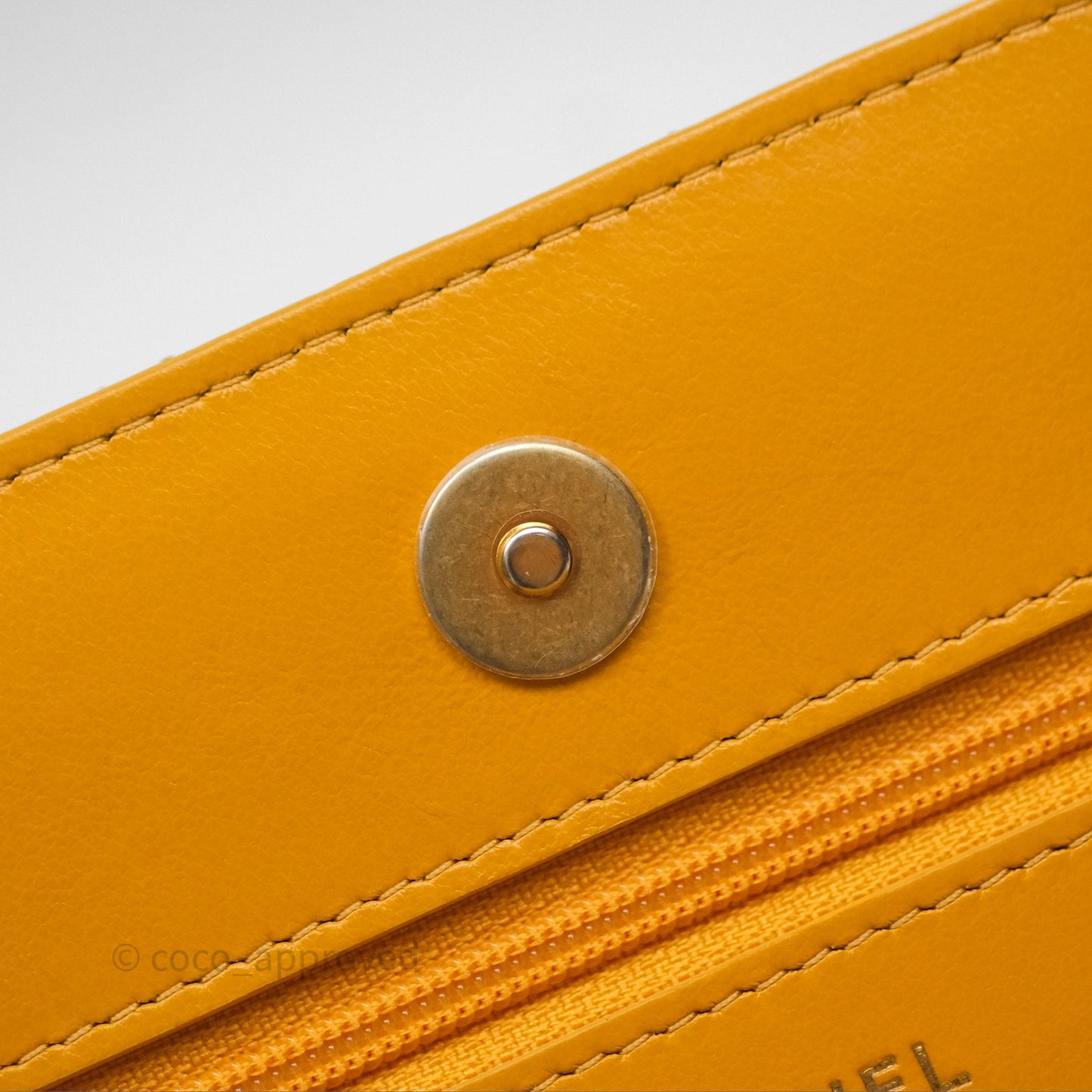 Chanel Quilted Classic Chain Around WOC Yellow Lambskin Aged Gold Hardware