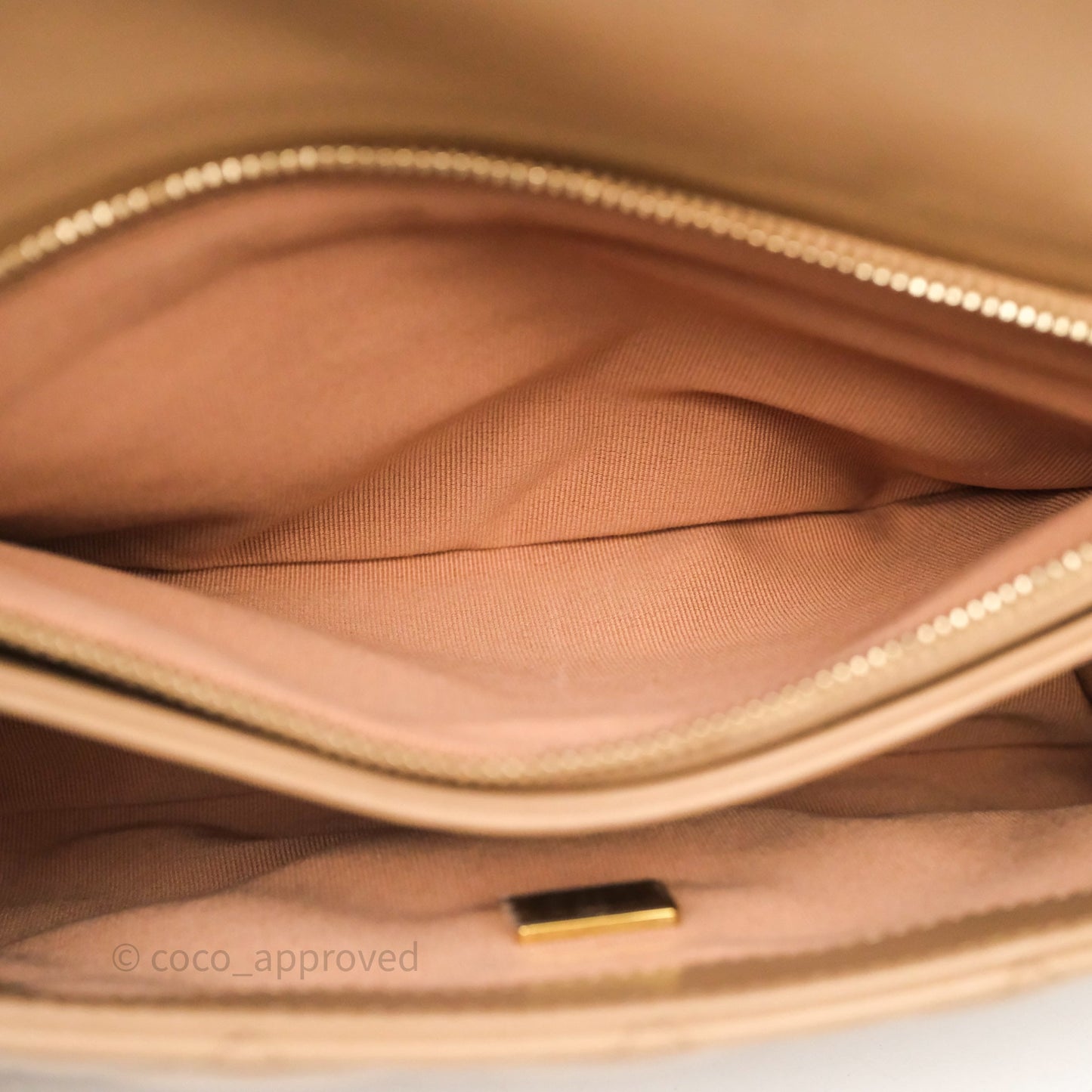 Chanel Medium All Slide Adjustable Chain Flap Bag Beige Lambskin Aged Gold Hardware