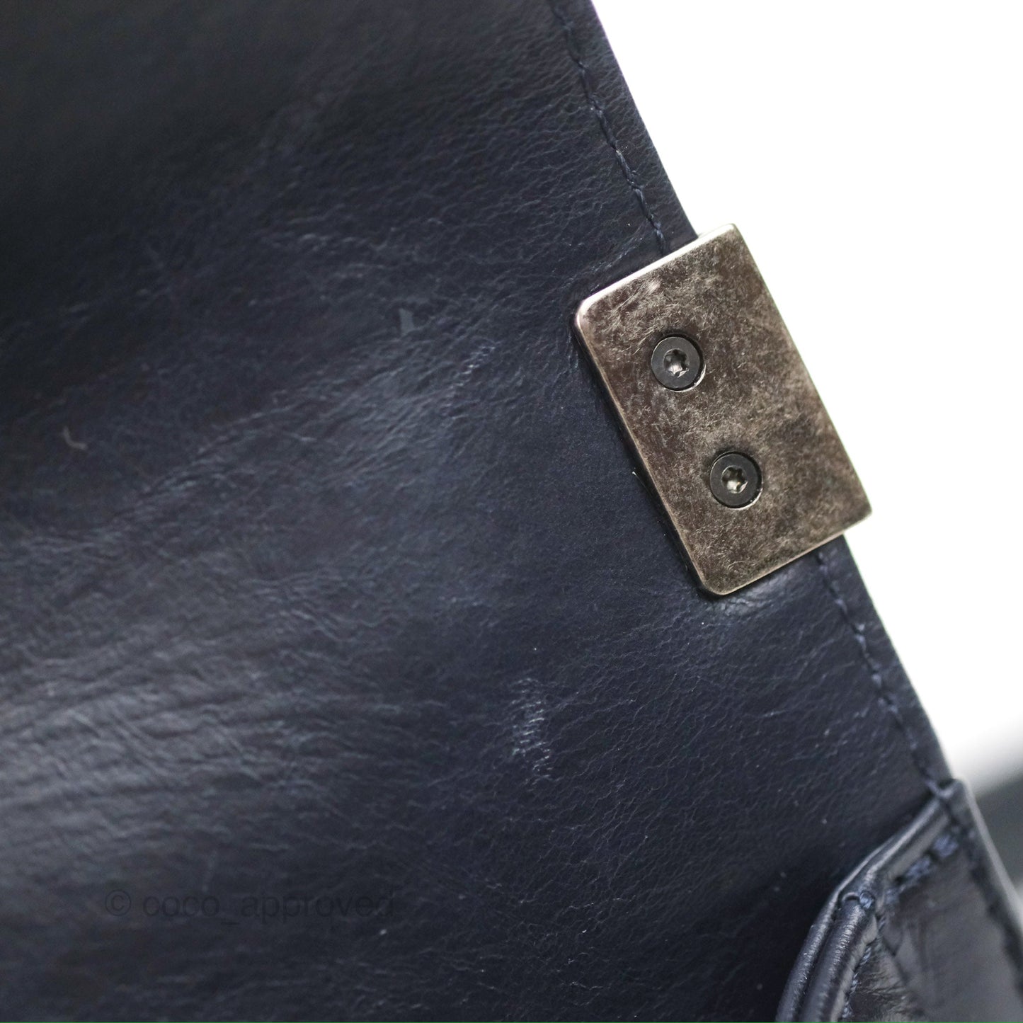 Chanel Small Chain Around Boy Dark Navy Glazed Calfskin Ruthenium Hardware