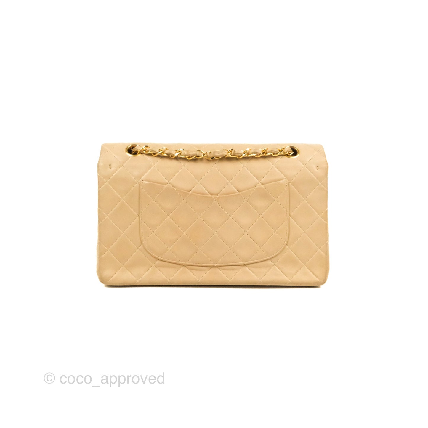 Chanel Vintage Medium Classic Flap Beige Lambskin 24K Gold Hardware