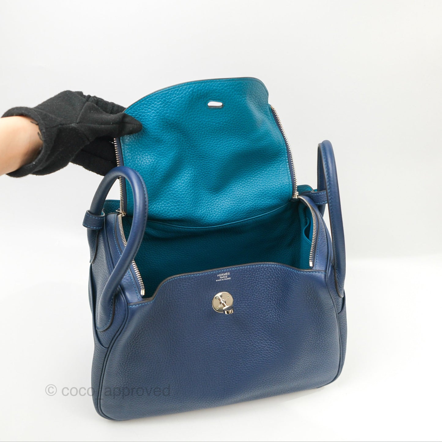 Hermès Lindy 30 Blue Saphir/ Blue Izmir Clemence Palladium Hardware