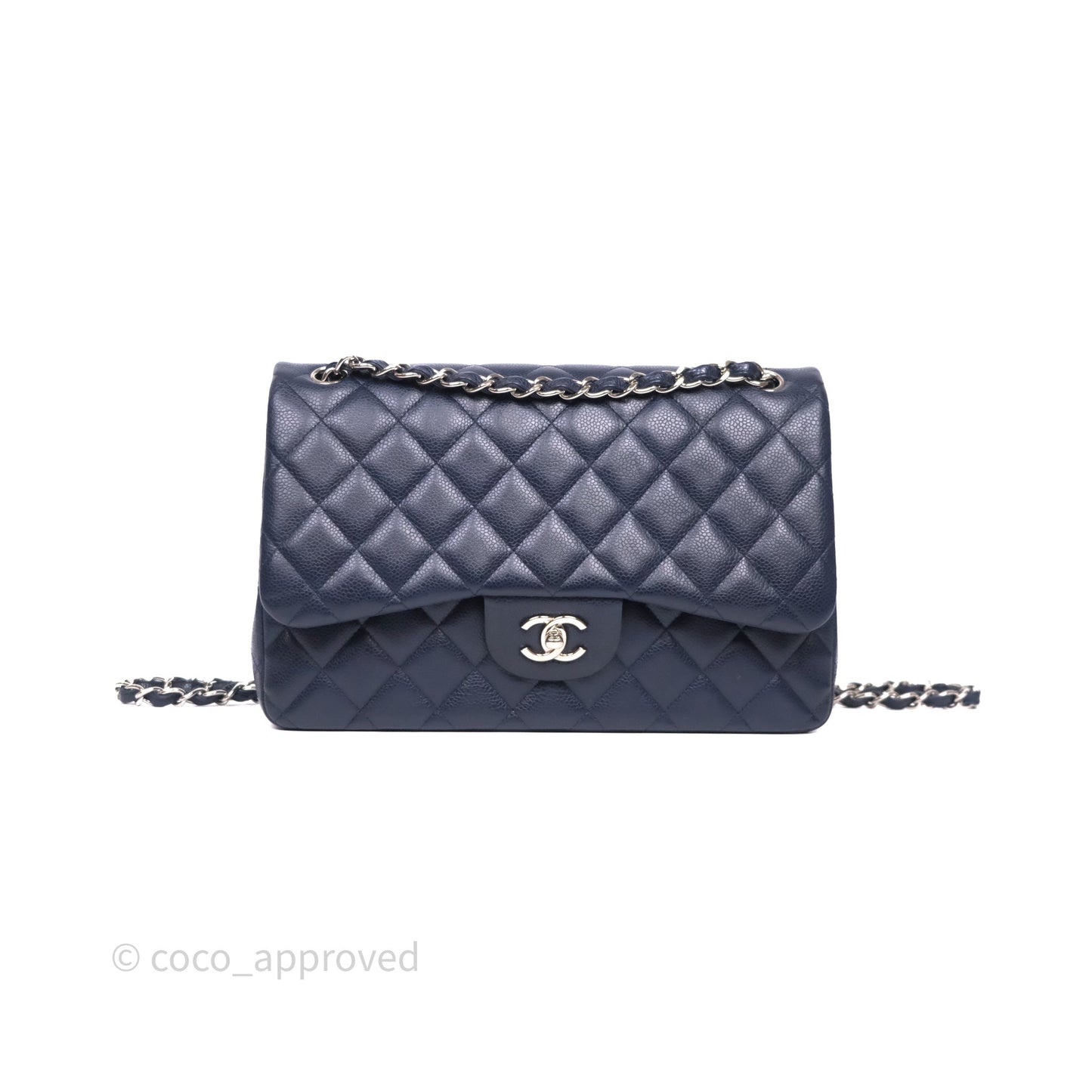 Chanel Jumbo Double Flap Navy Caviar Silver Hardware⁣⁣