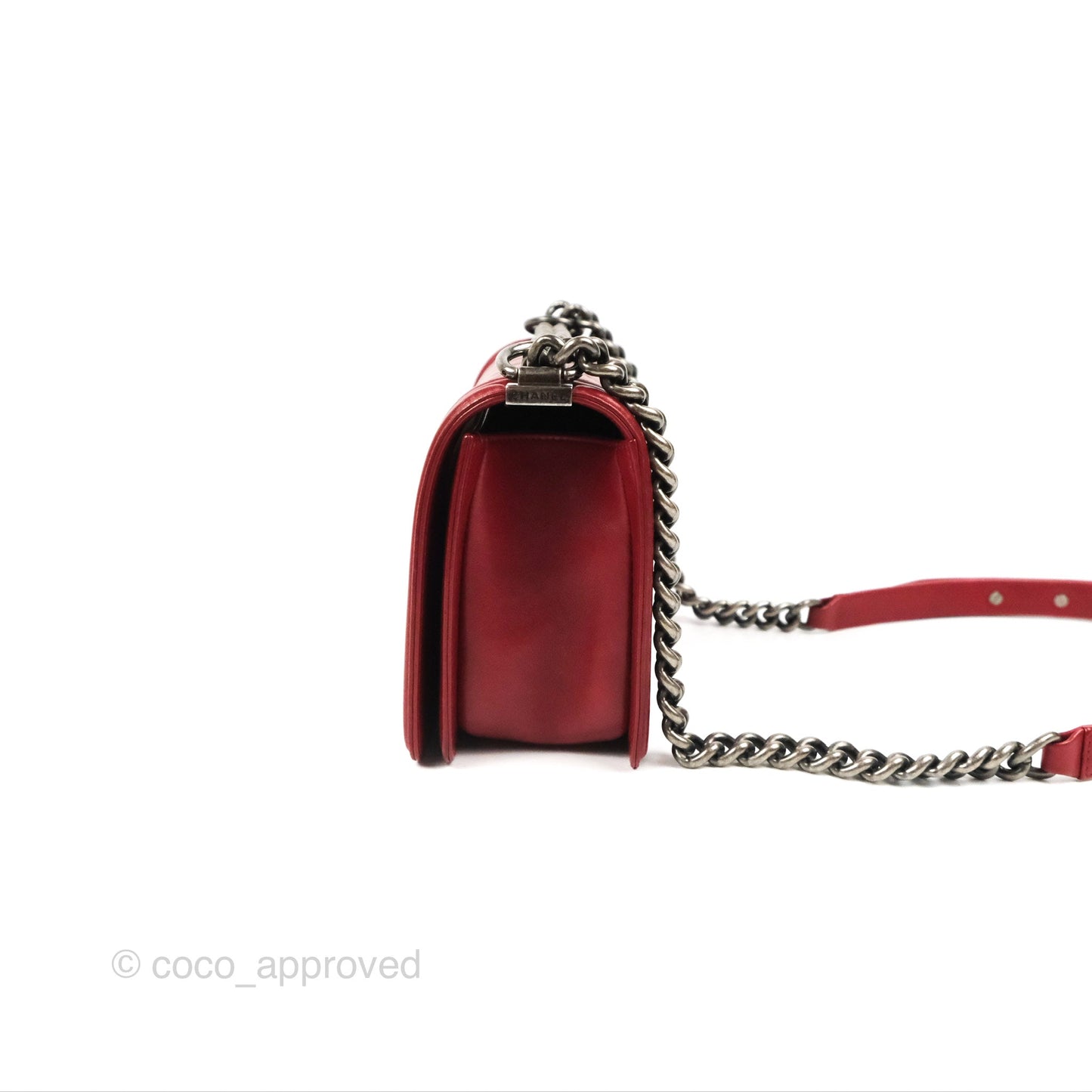 Chanel Quilted Medium Boy Dark Red Calfskin Ruthenium Hardware