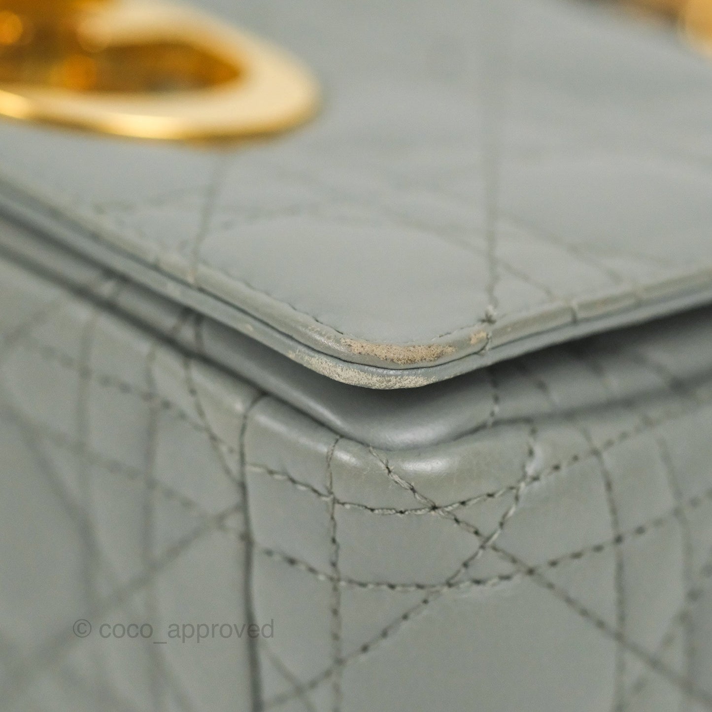 Dior Small Caro Bag Stone Gray Supple Cannage Calfskin