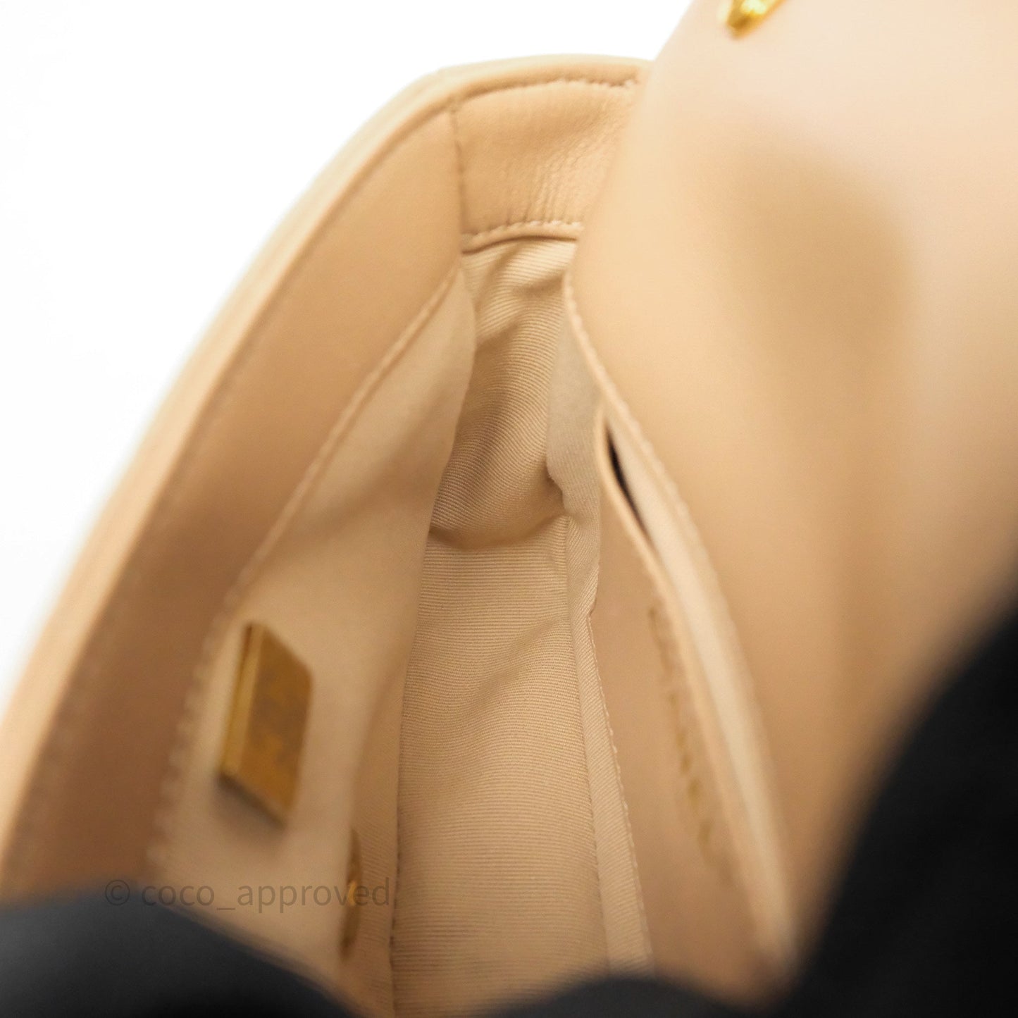 Chanel Mini CC Funky Town Flap Quilted Beige Lambskin Aged Gold Hardware