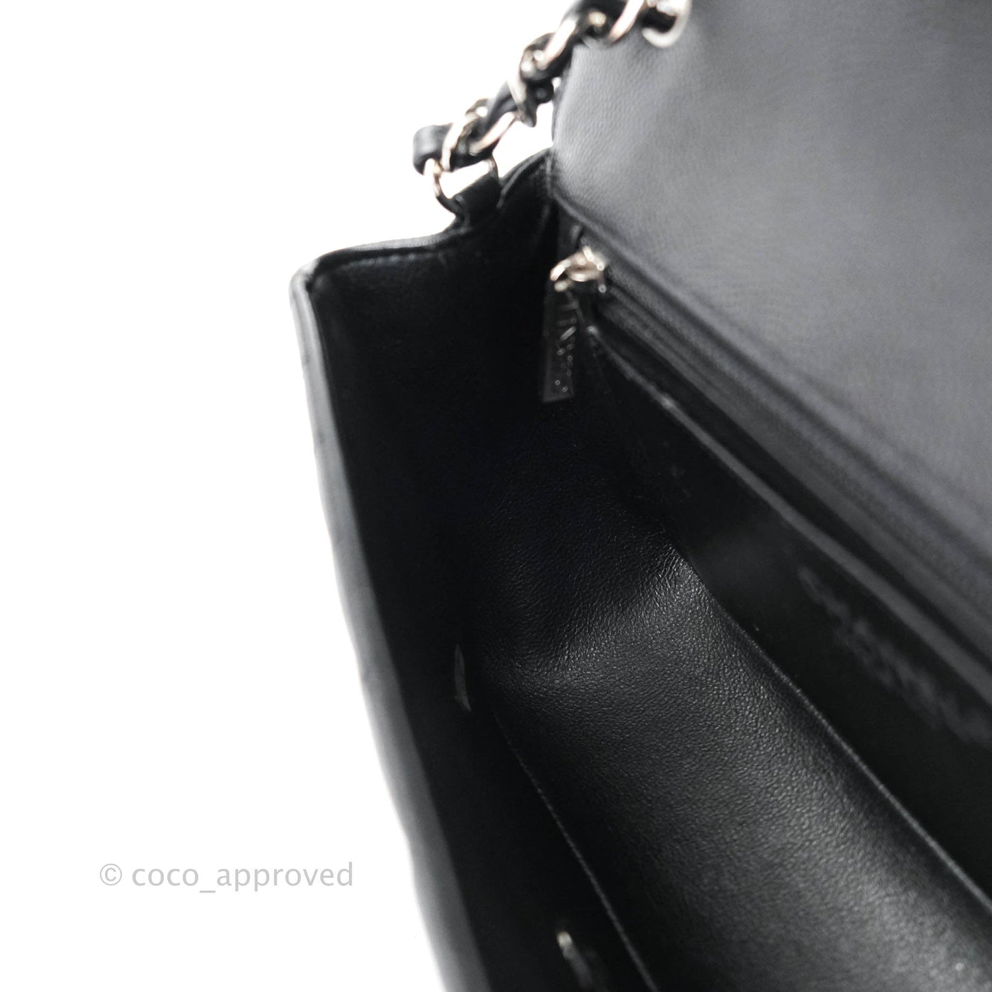 Chanel Mini Rectangular Chevron Caviar Black Silver Hardware