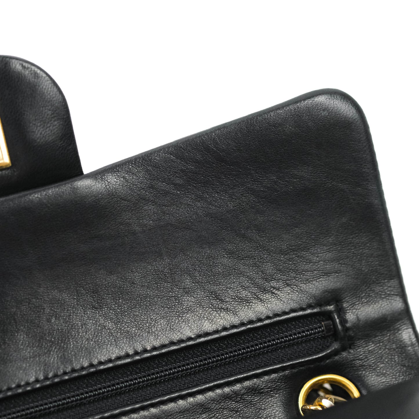Chanel Vintage S/M Lambskin Small Double Flap Bag Black 24K Gold Hardware