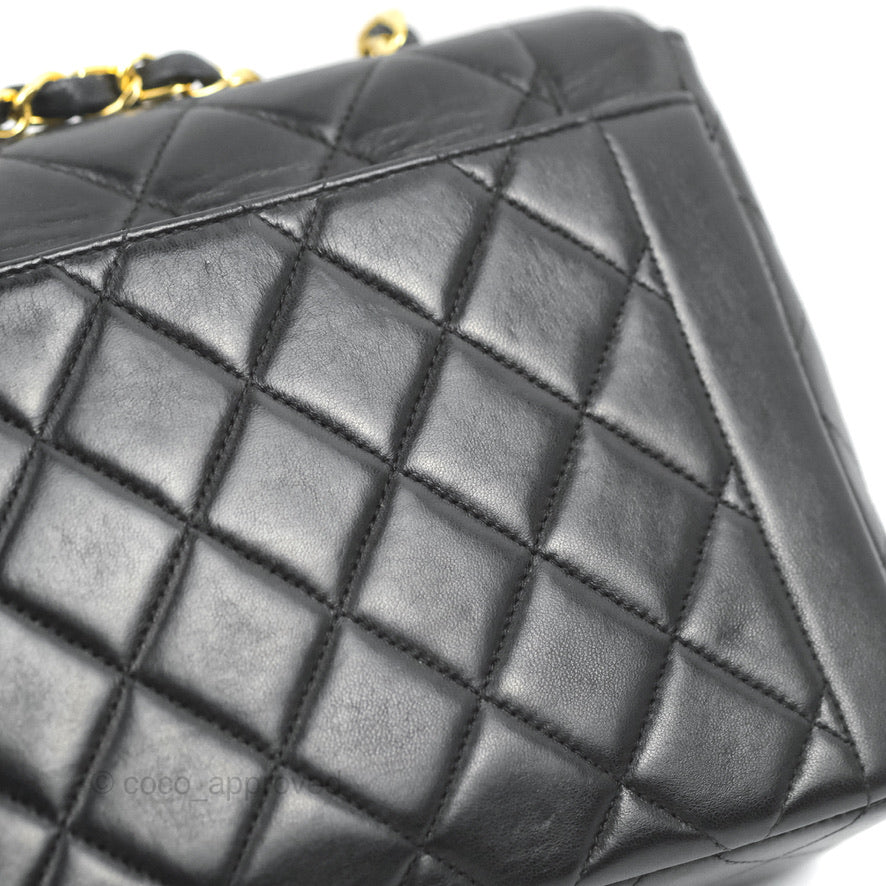 Chanel Vintage Small Flap Bag Black Lambskin 24K Gold Hardware