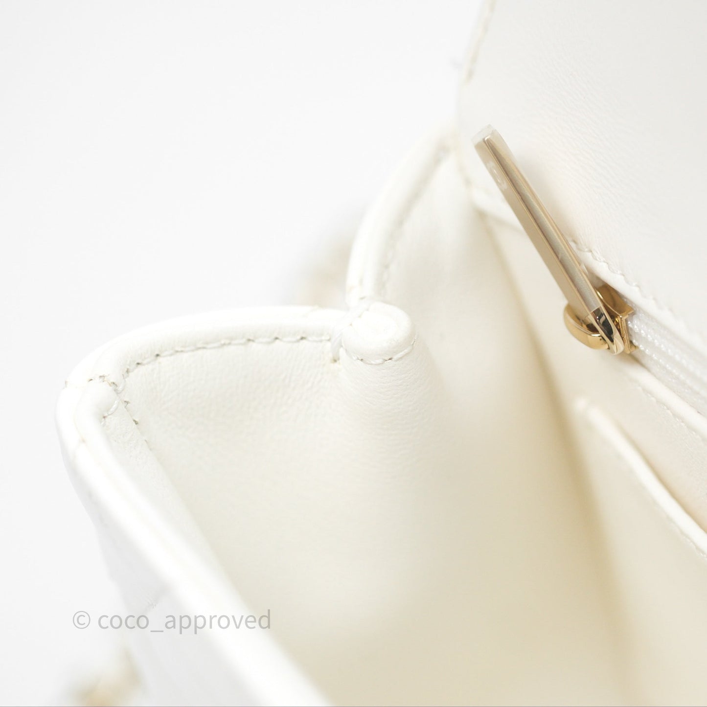 Chanel Crystals Top Handle Mini Rectangular Flap Bag White Lambskin Gold Hardware