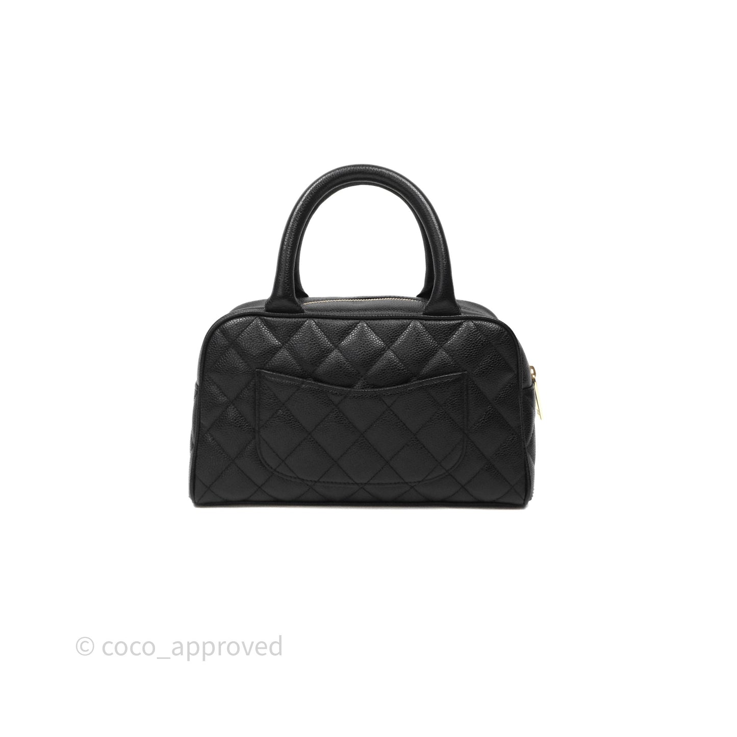 Chanel Vintage Mini CC Boston Bag Black Caviar Gold Hardware