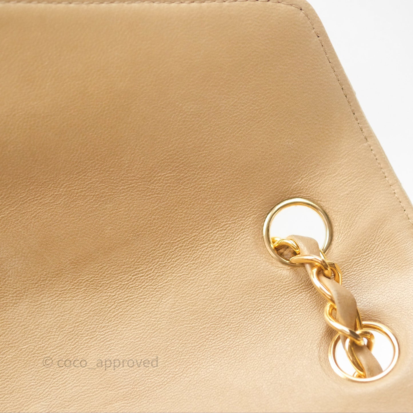 Chanel Vintage Medium Flap Chevron Beige Lambskin 24K Gold Hardware