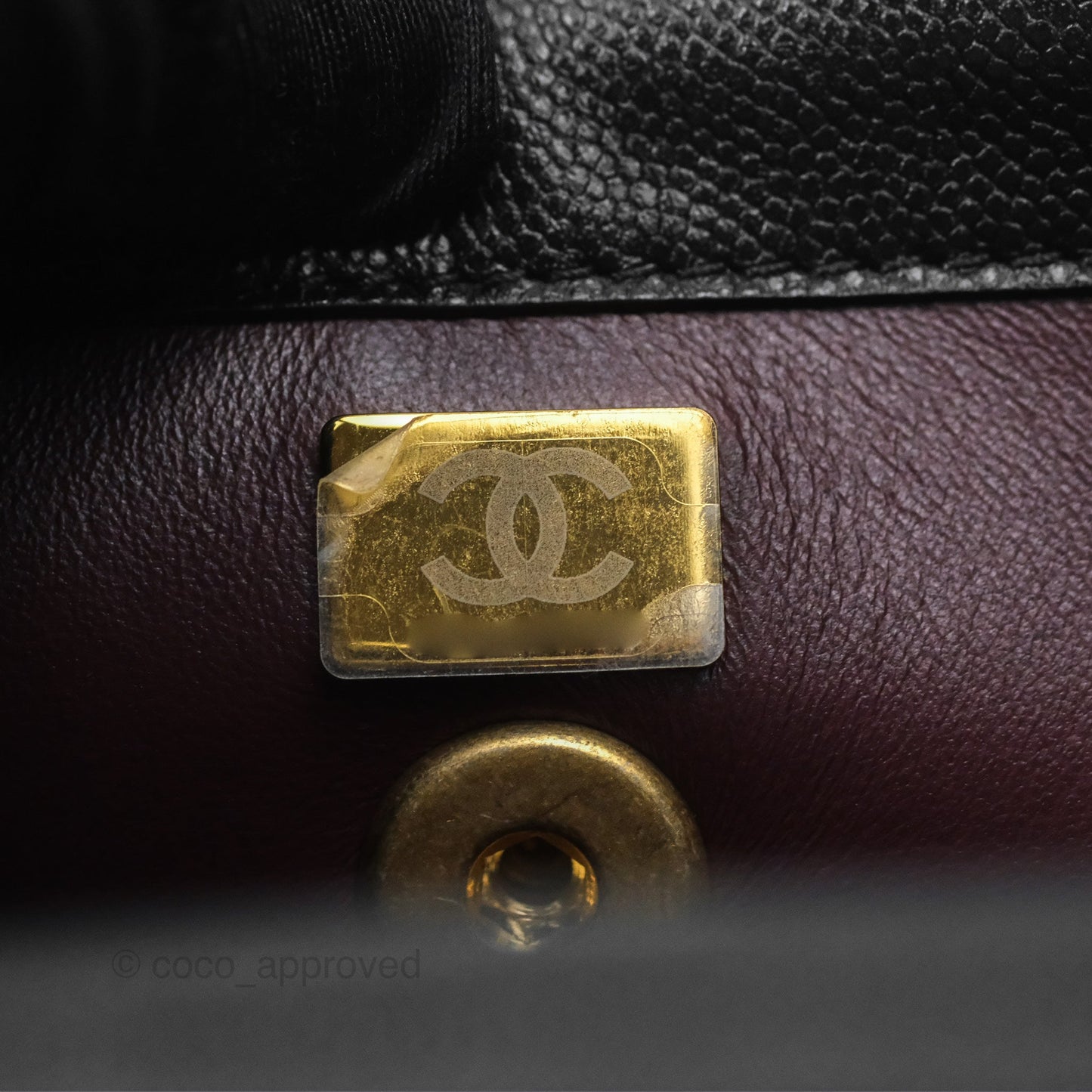 Chanel Chain Flap Bag Black Caviar Aged Gold Hardware 23A