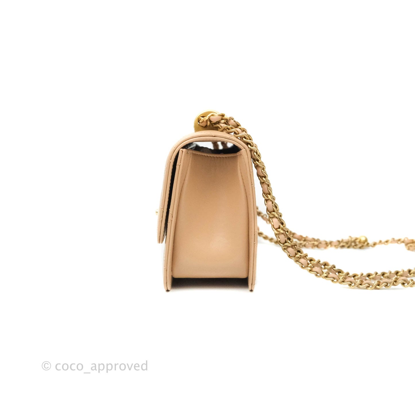 Chanel Quilted Mini Perfect Fit Adjustable Beige Calfskin Gold Hardware 21A