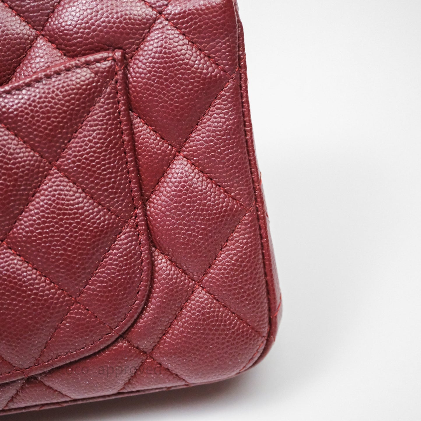 Chanel Classic Quilted Mini Rectangular Flap Burgundy Caviar Aged Gold Hardware