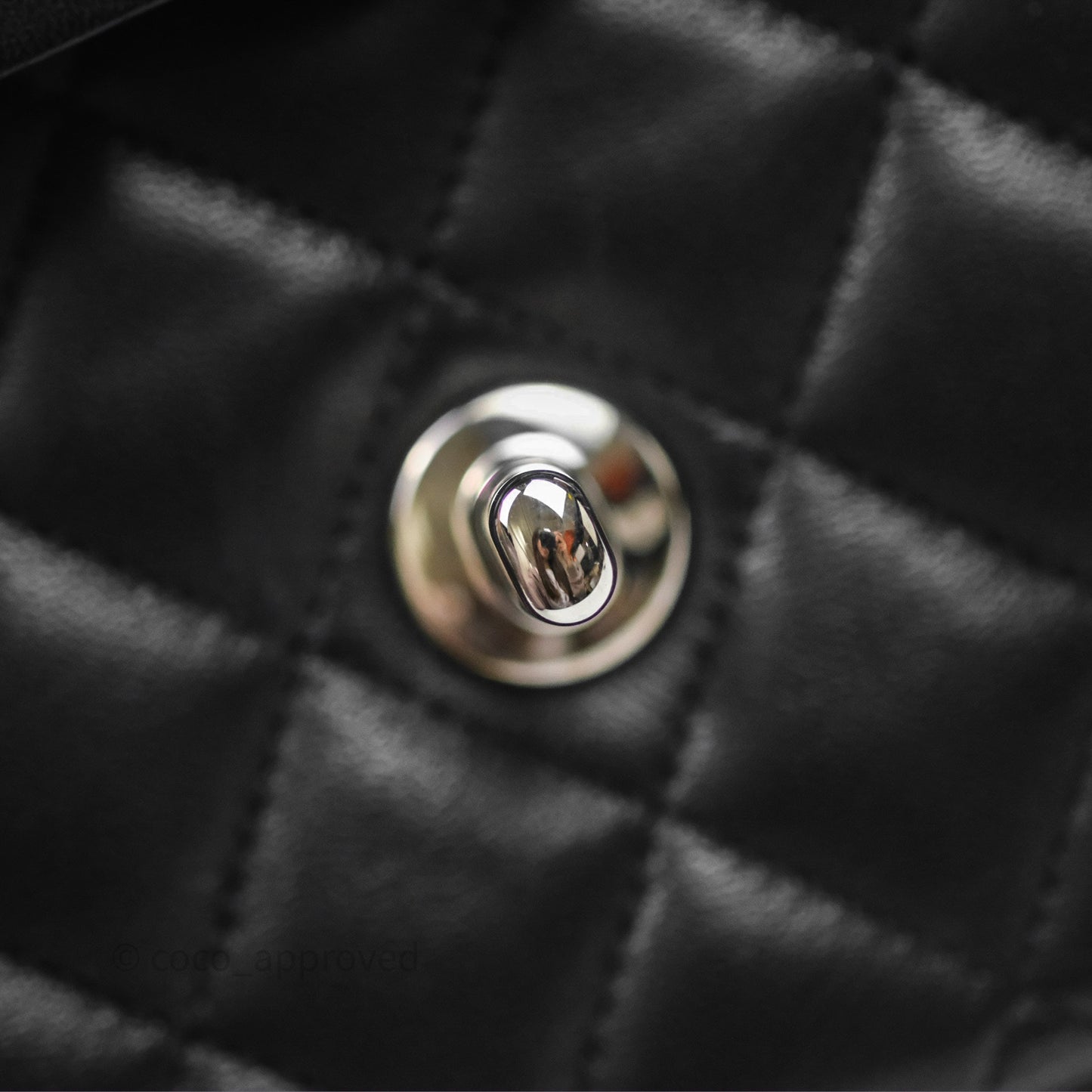 Chanel Classic M/L Medium Flap Quilted Black Lambskin Silver Hardware