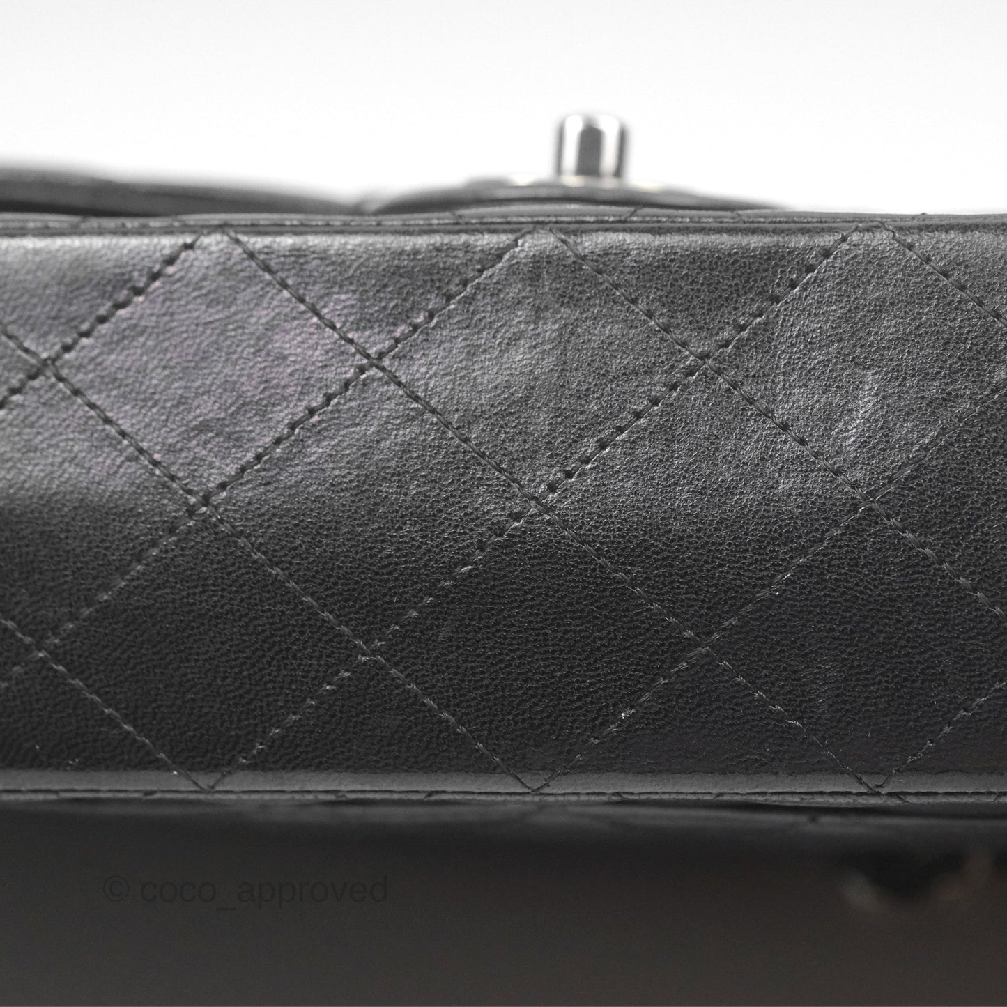 Chanel Classic M/L Medium Flap Quilted Black Lambskin Silver Hardware