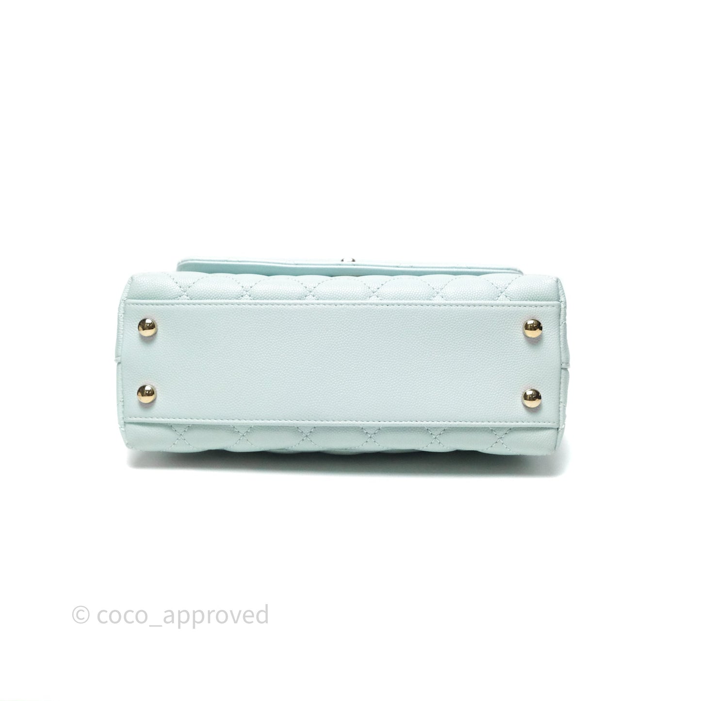 Chanel Small Coco Handle Quilted Light Blue Caviar Gold Hardware