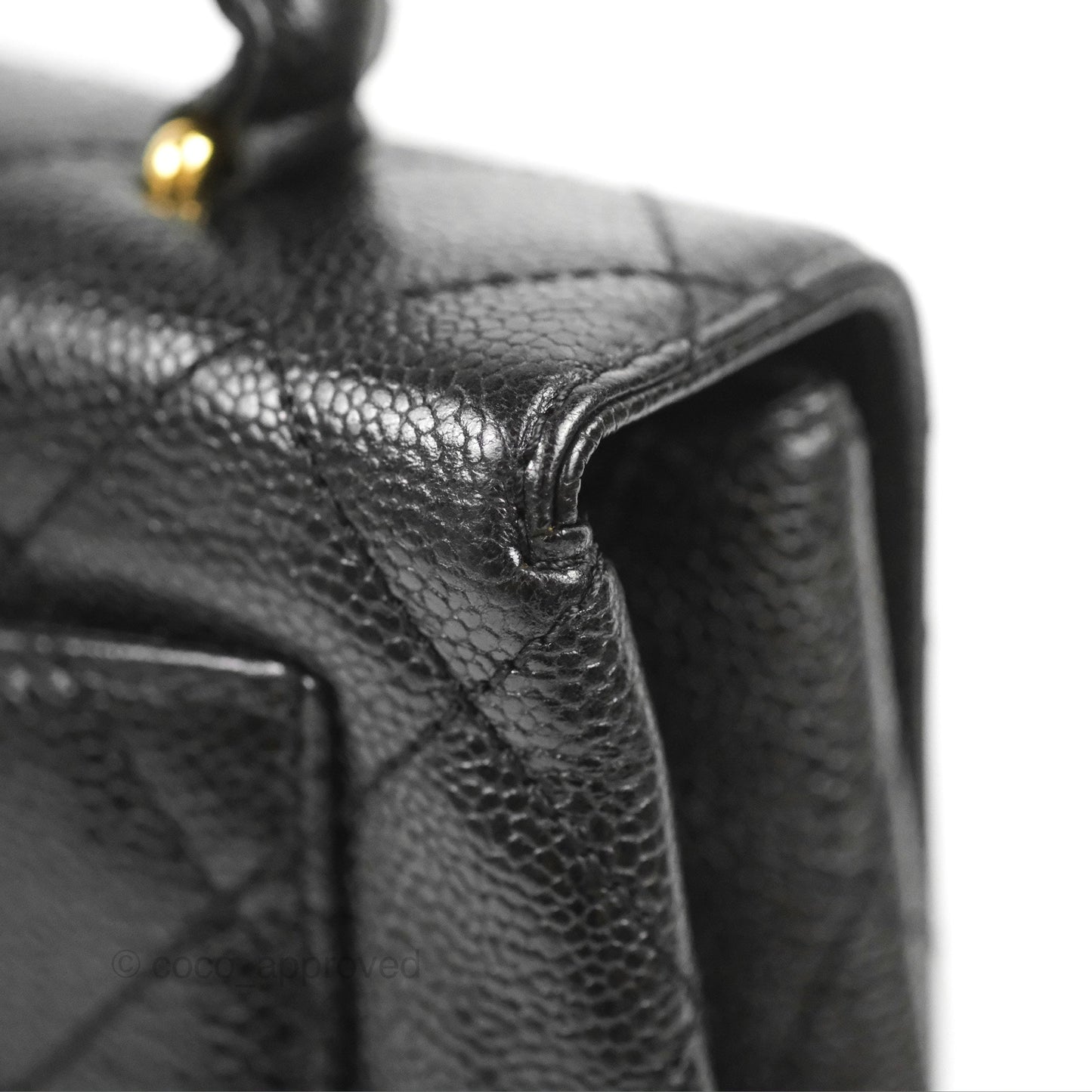 Chanel Vintage Kelly Quilted Flap Black Caviar 24K Gold Hardware