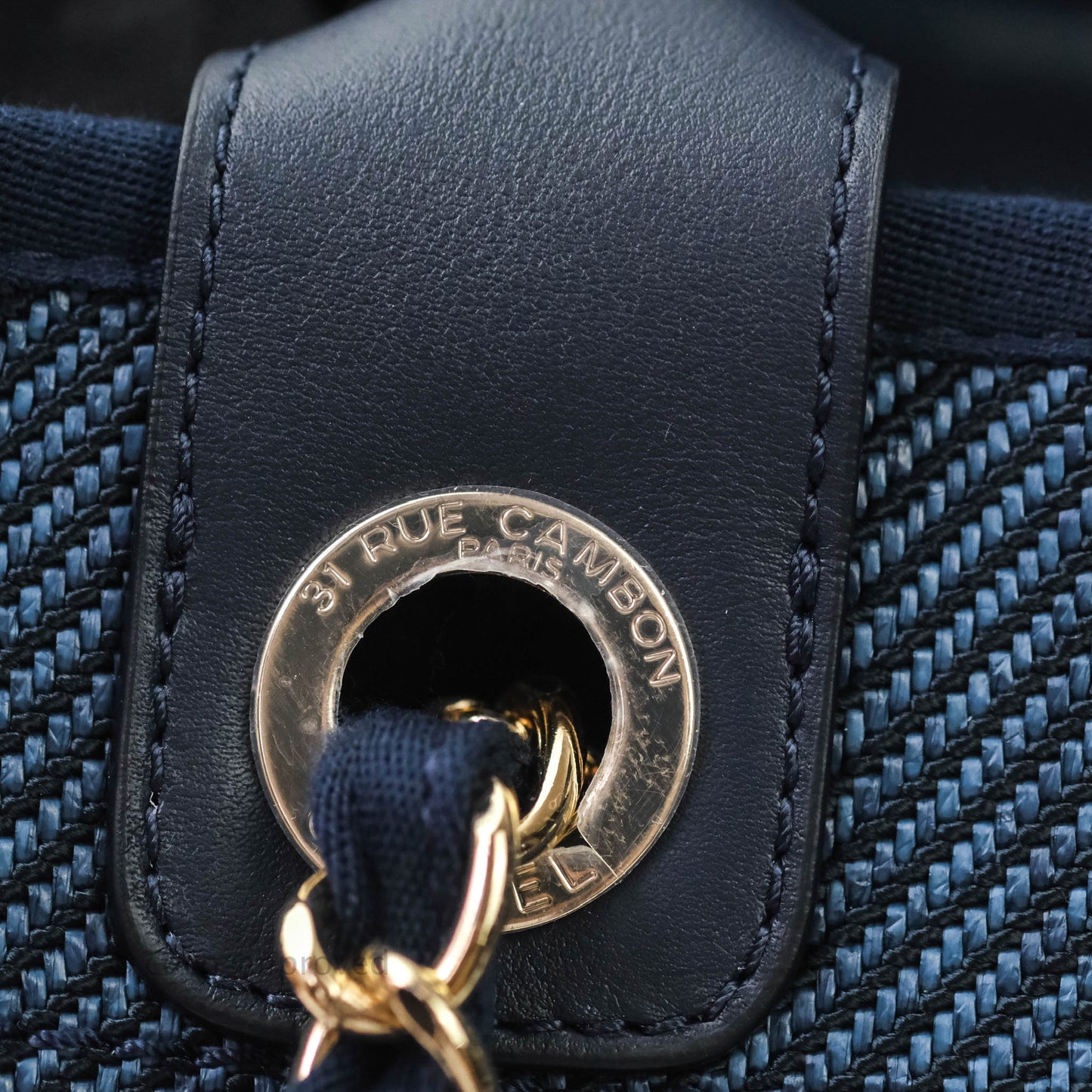 Chanel Canvas Large Deauville Tote Navy Blue