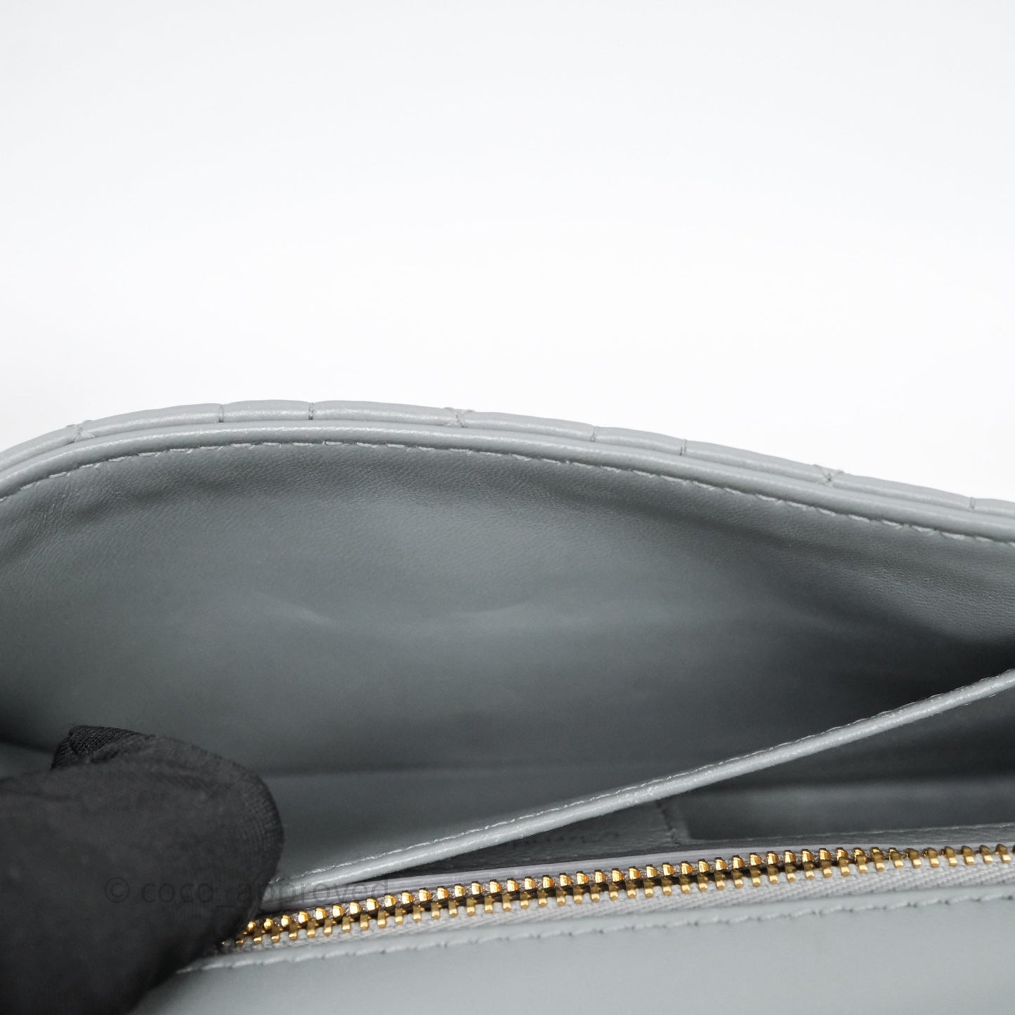 Christian Dior Small Caro Bag Stone Gray Supple Cannage Calfskin